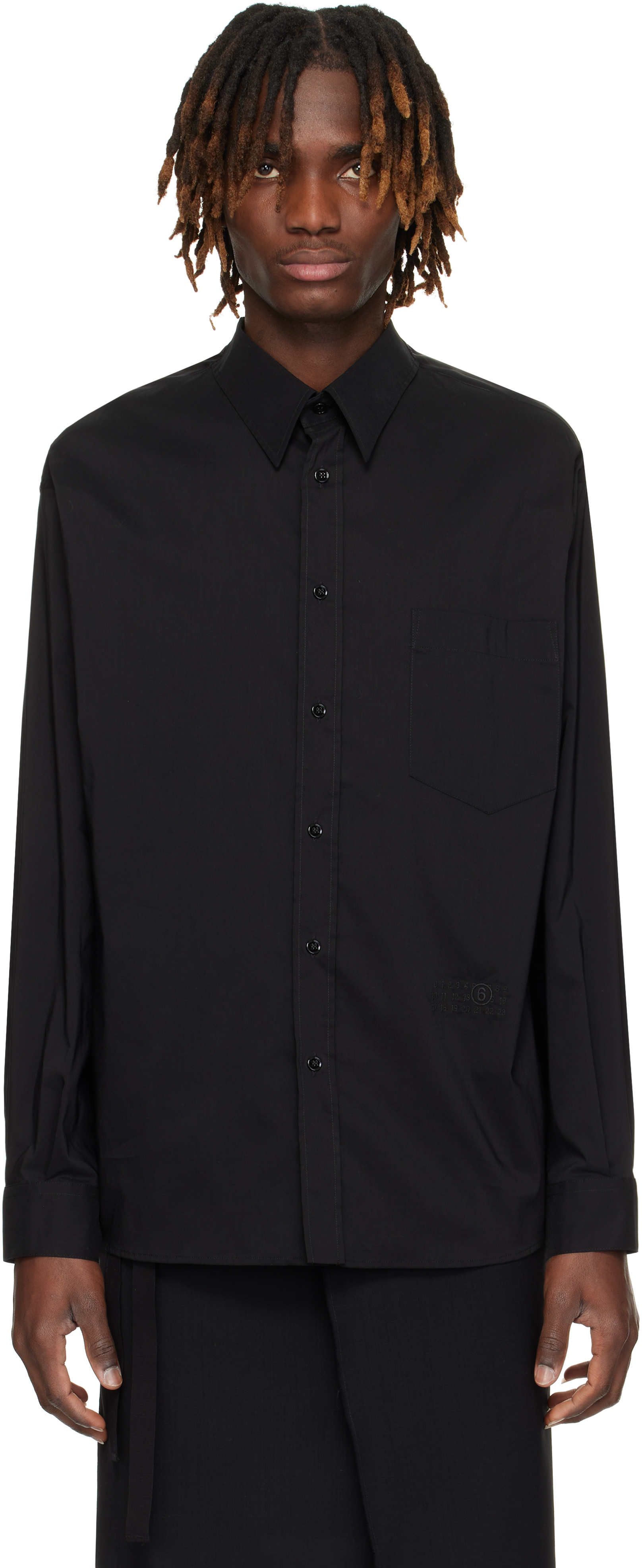 Black Poplin 
Satin Shirt