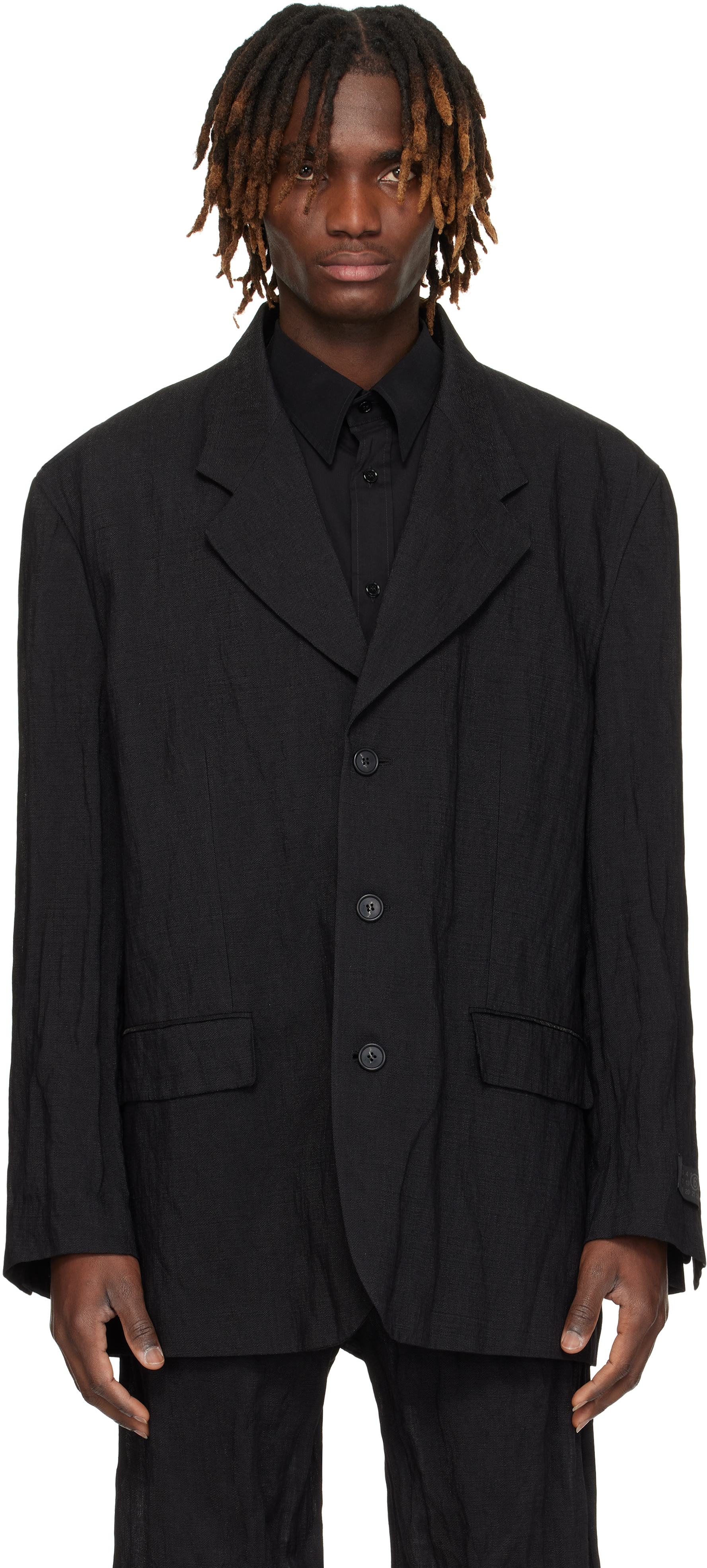 Black Crinkled Blazer