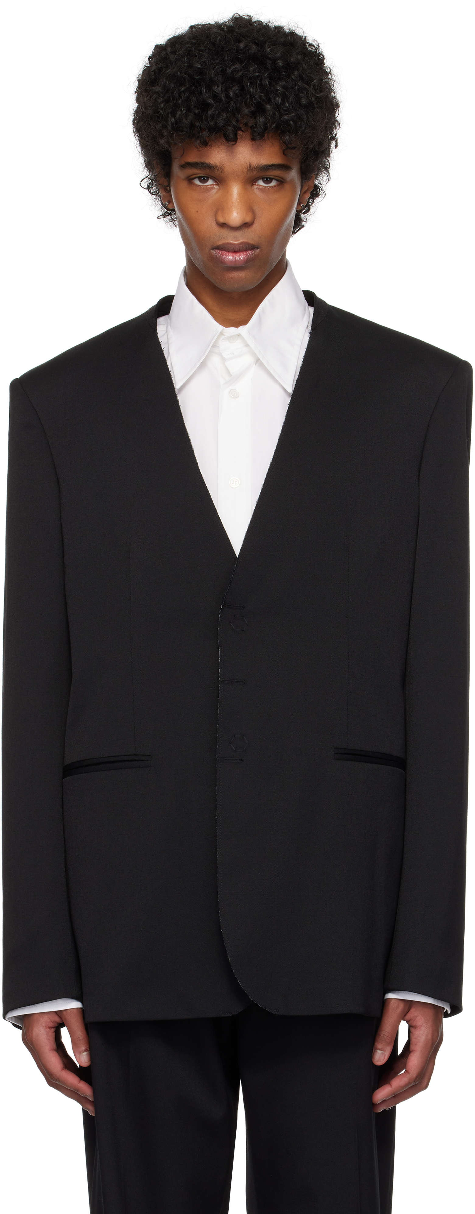 Black Tailoring Wool Suit Blazer