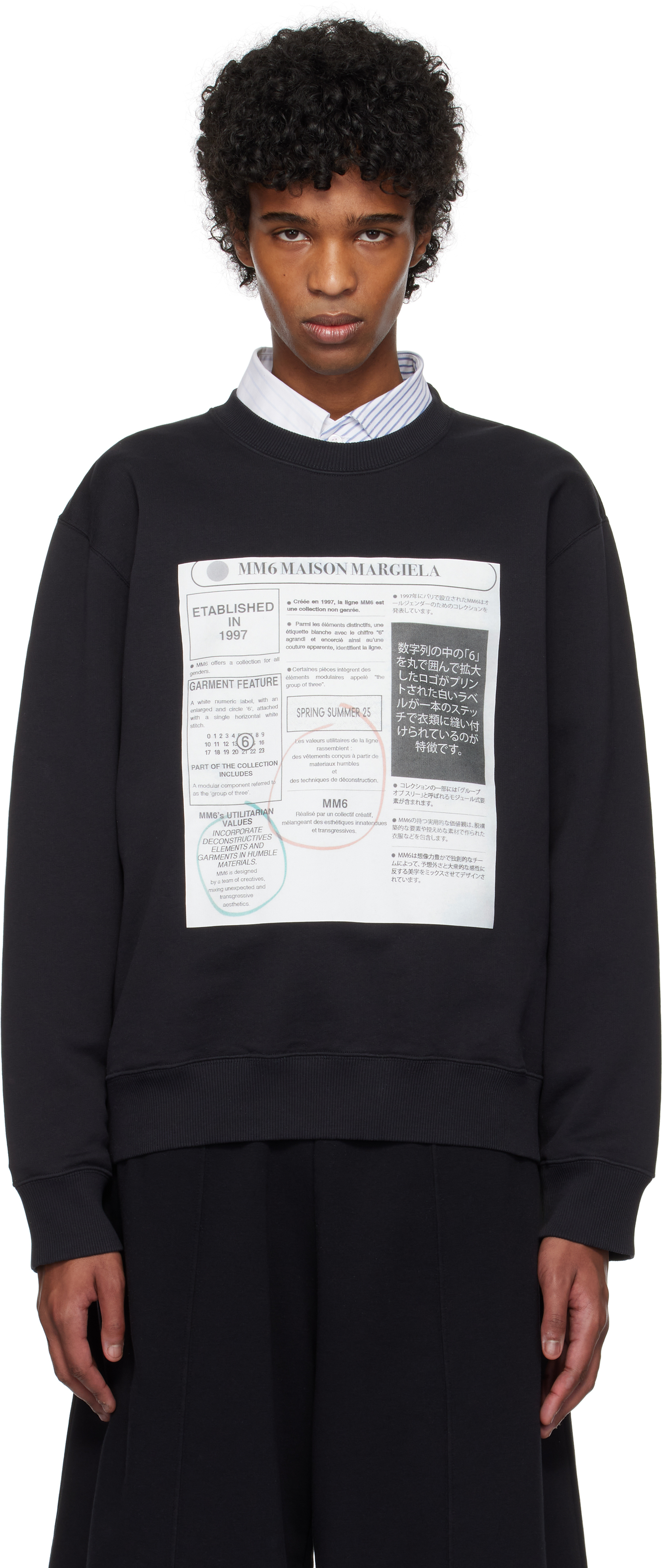 White Newspaper Print Jersey Sweatshirt