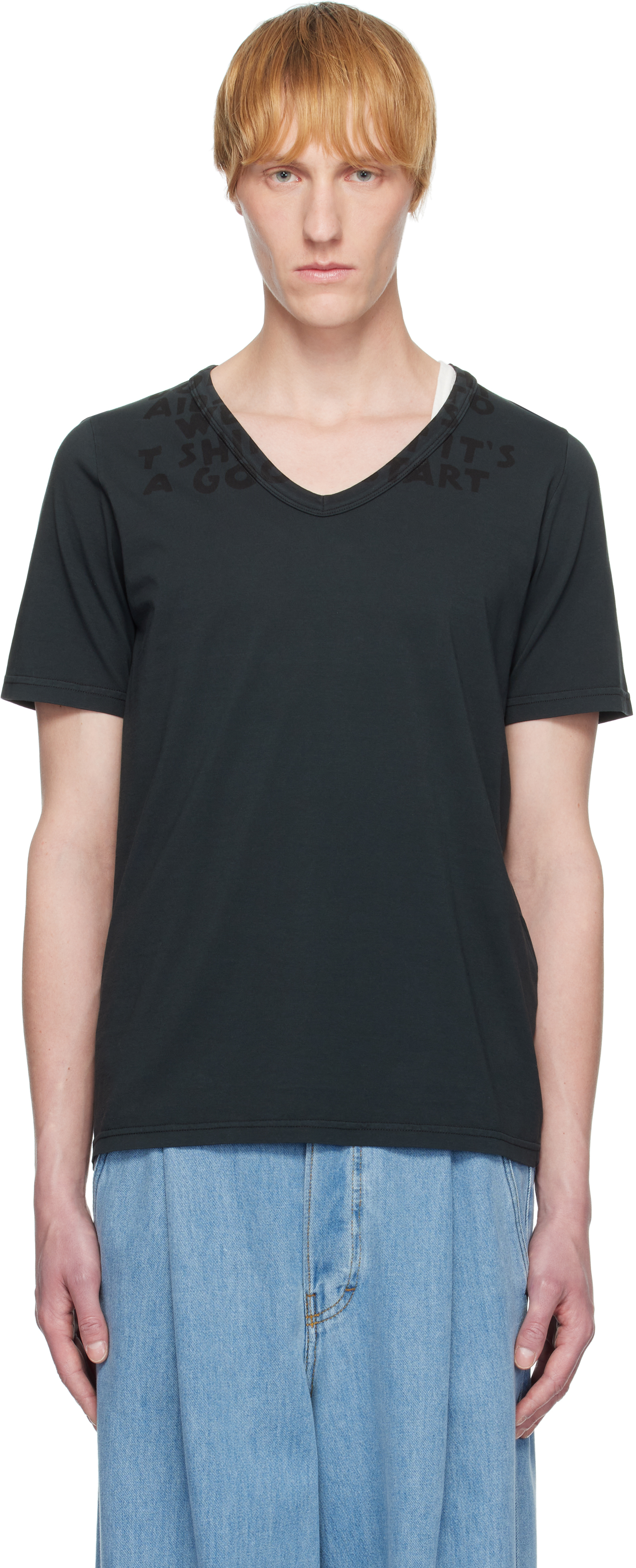 Black V-Neck SIDA Jersey T-shirt