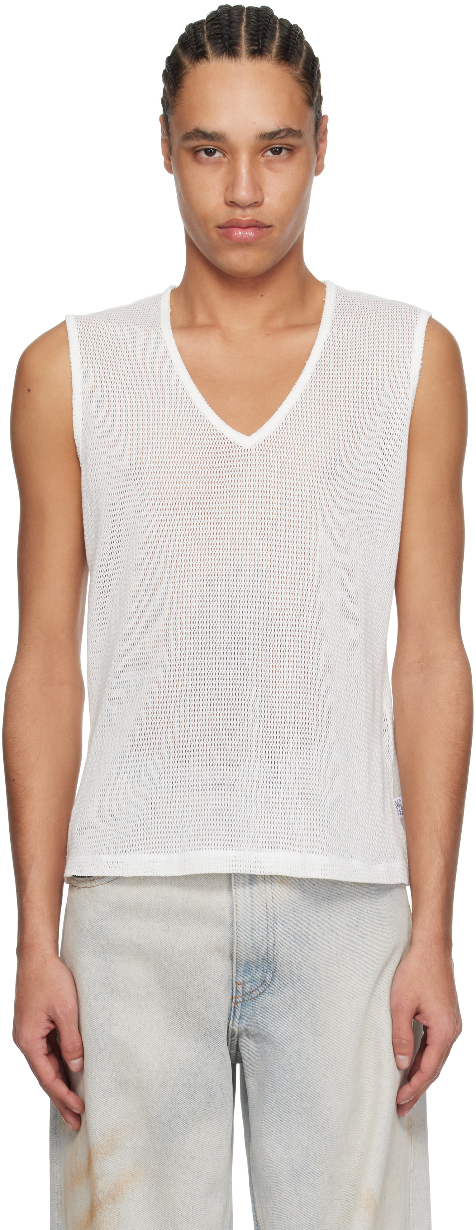 White V-Neck Tank Top