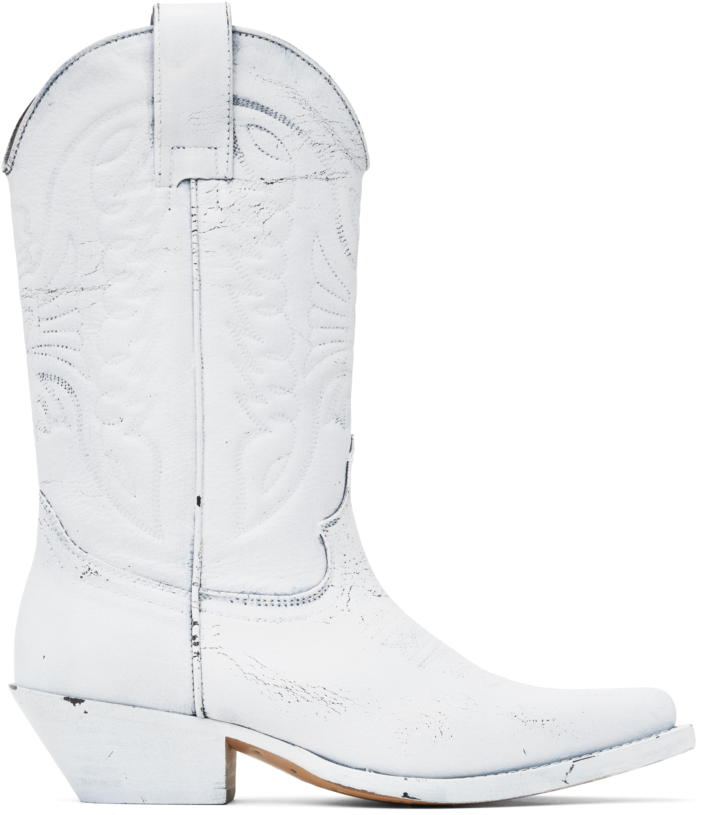 Mm6 Maison Margiela White Painted Cowboy Boots