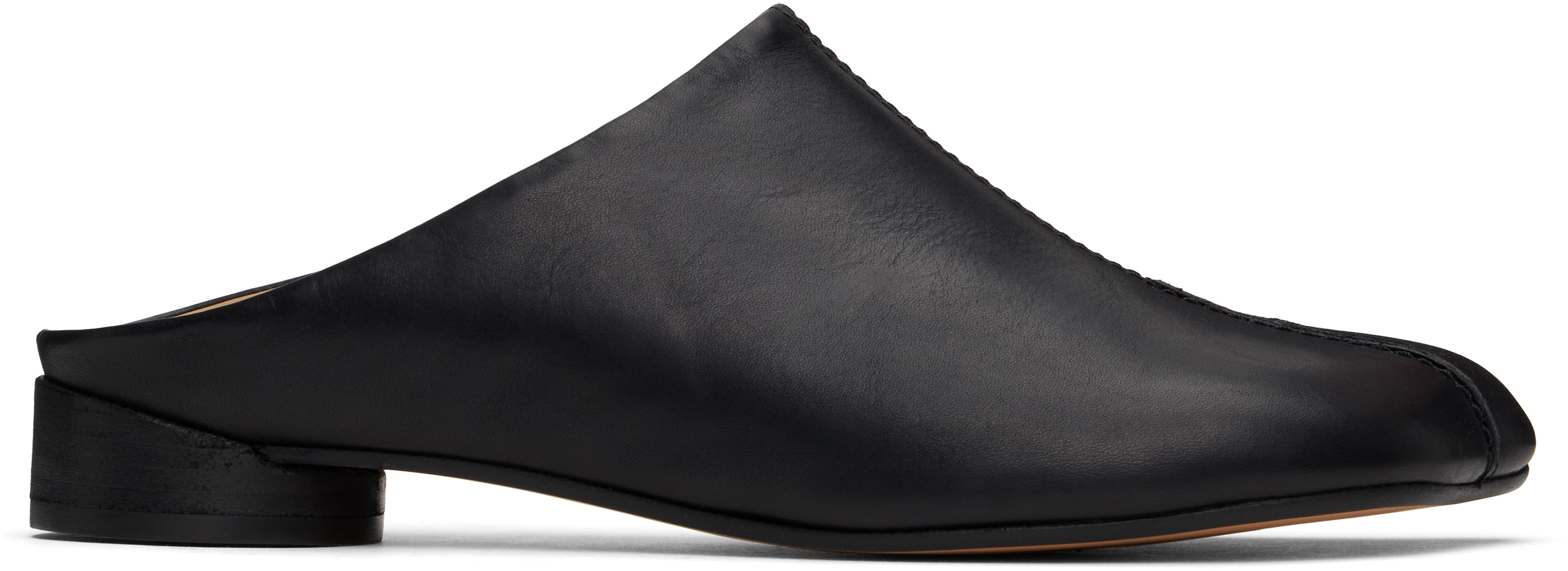 MM6 Maison Margiela: Black Pinched Seam Mules | SSENSE