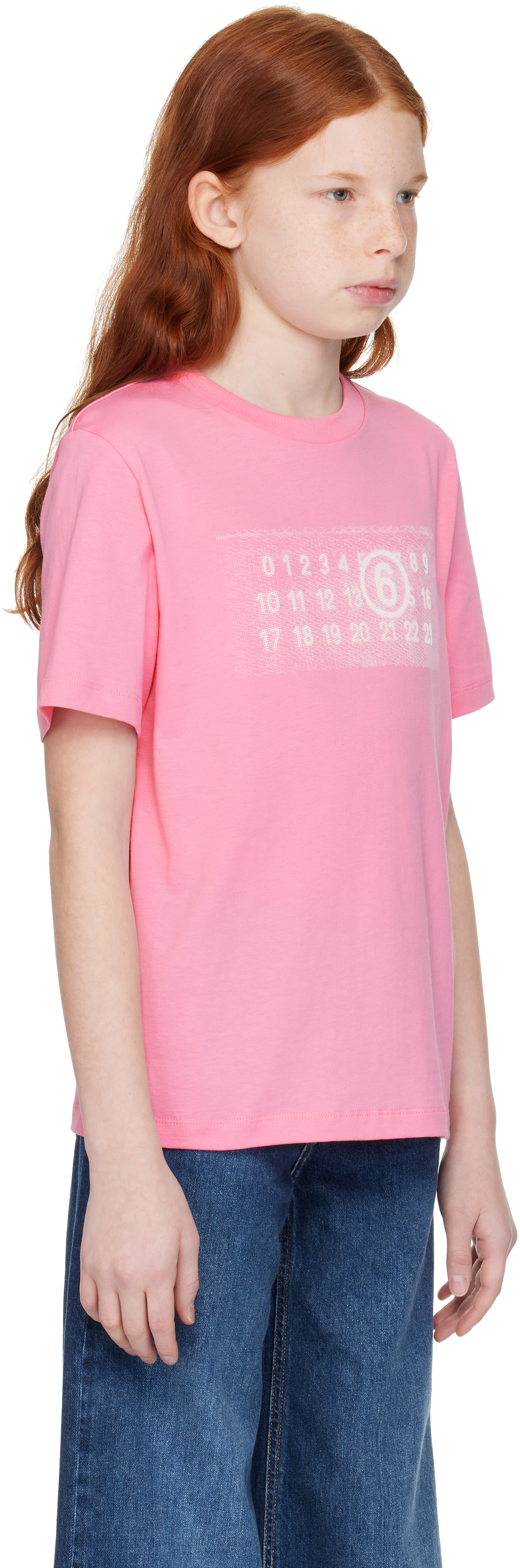 Mm6 Maison Margiela Kids Pink Printed Logo T-shirt In M6308