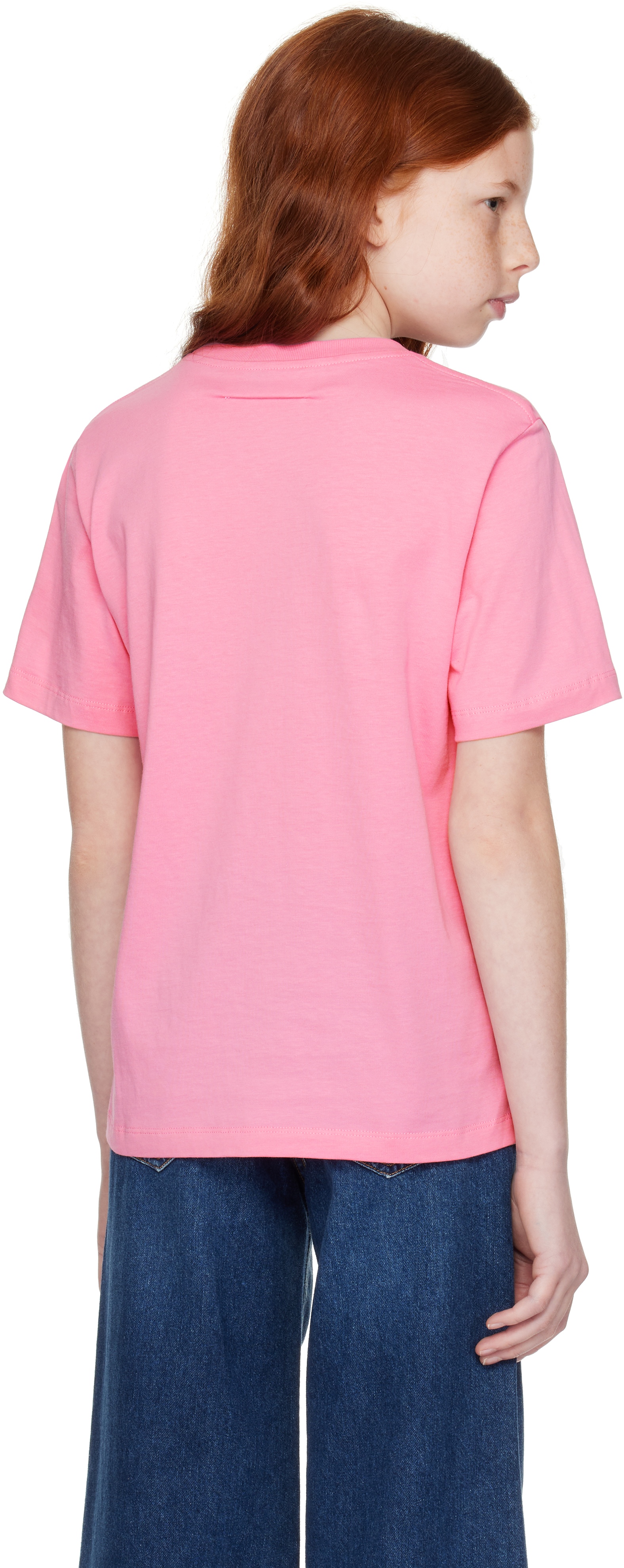 Mm6 Maison Margiela Kids Pink Printed Logo T-shirt In M6308