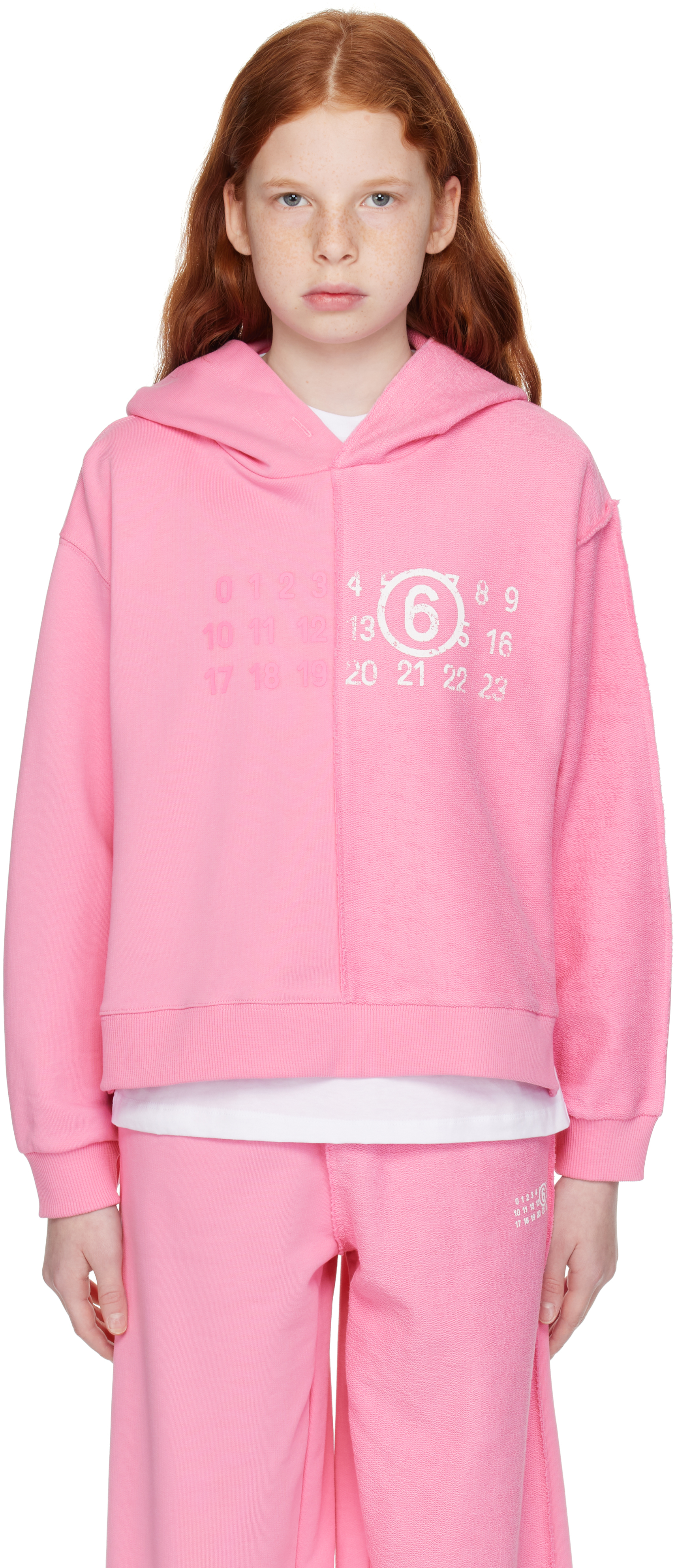 Mm6 Maison Margiela Kids Pink French Terry Hoodie In M6308
