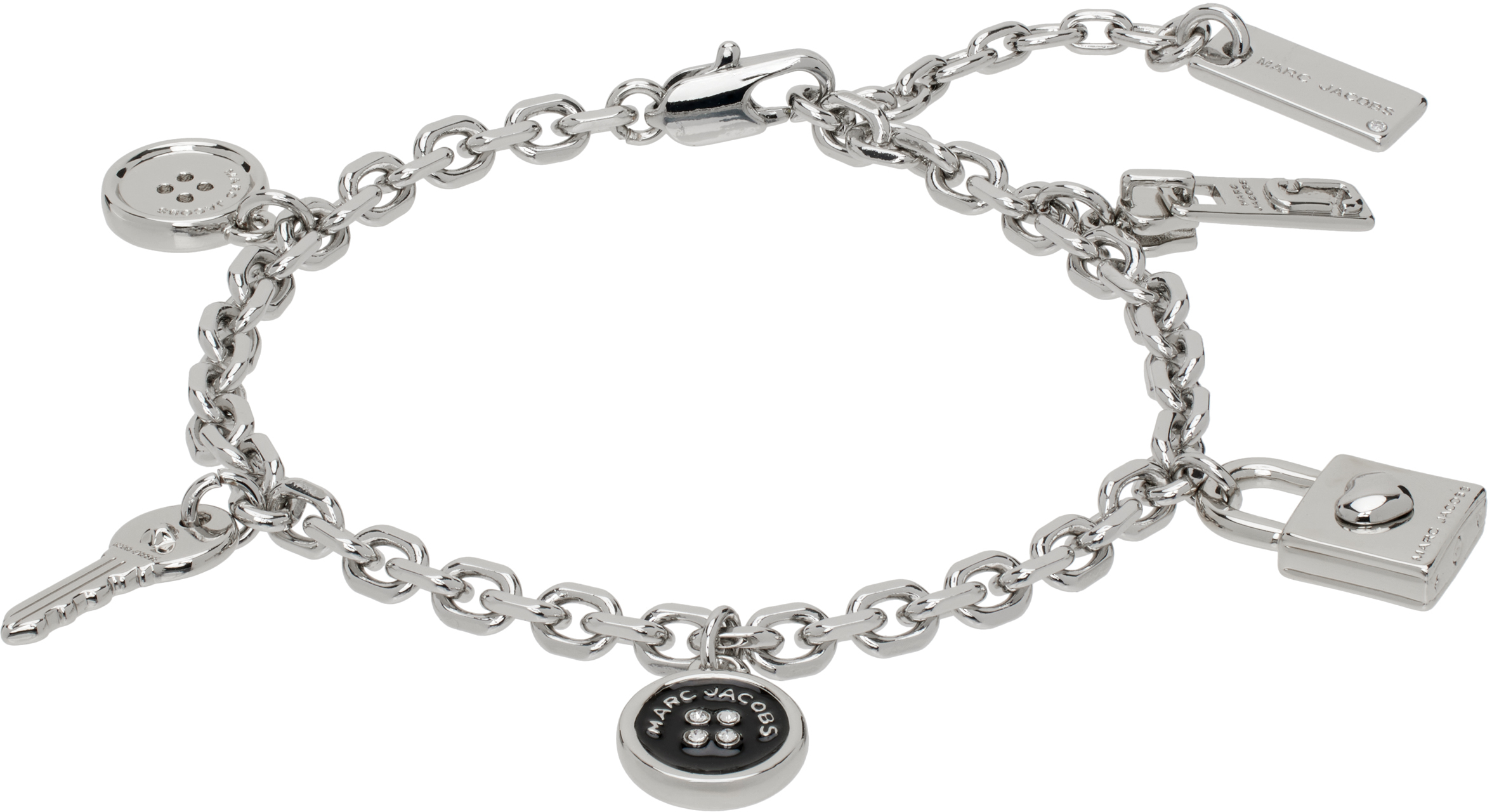 Silver Button Charm Bracelet