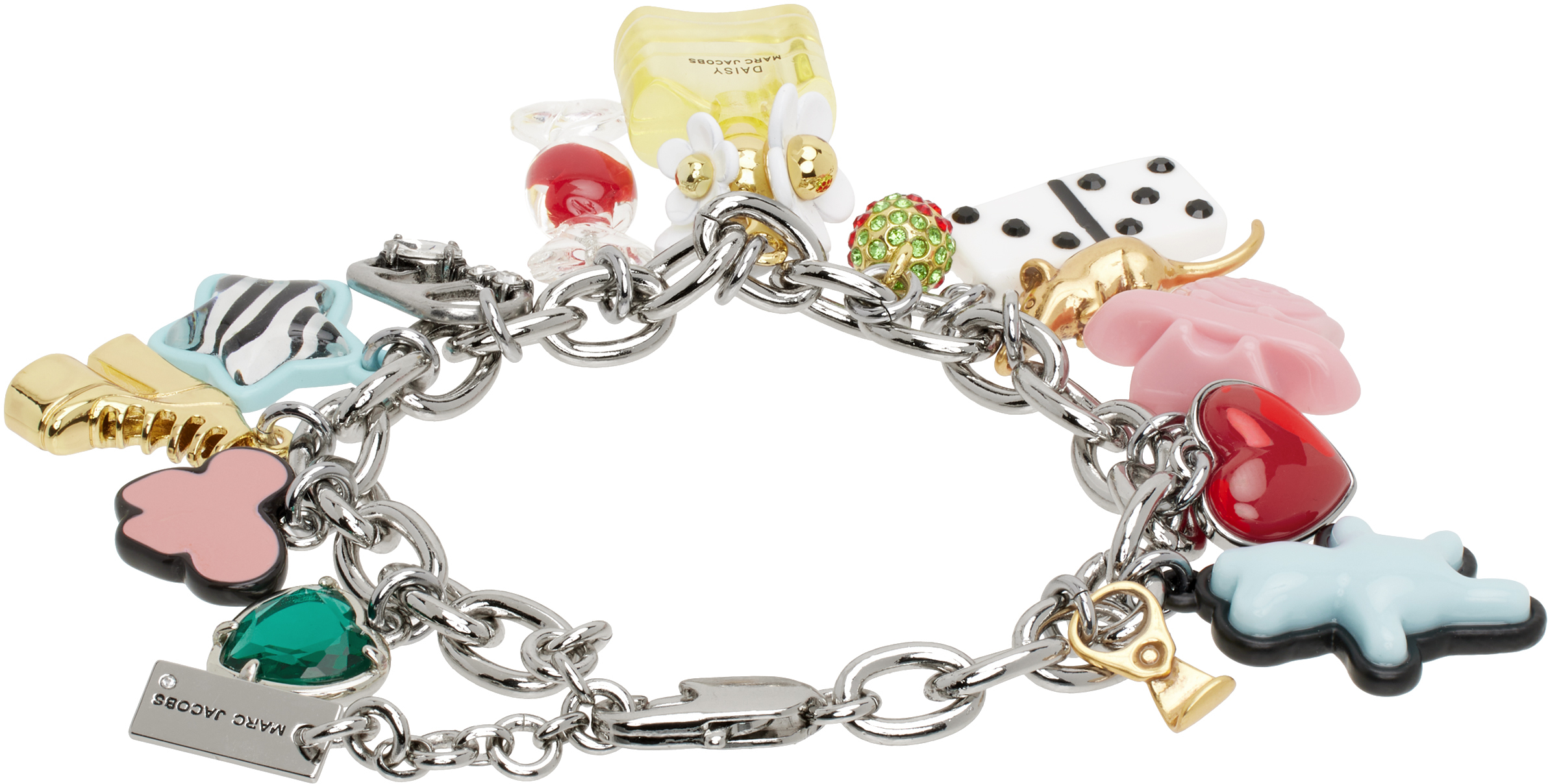 Marc Jacobs Silver 'the Sticker Charm Statement' Bracelet In 098 Silver Multi