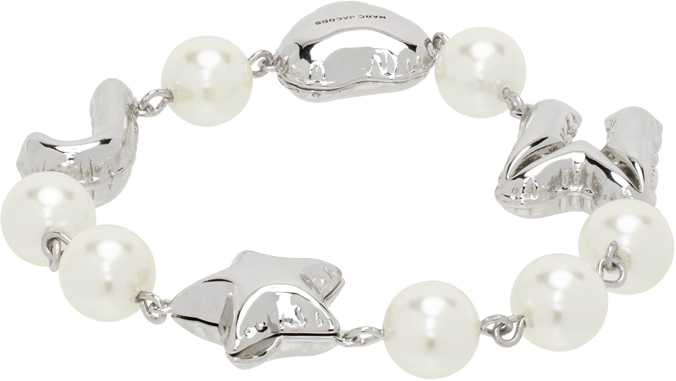 Marc Jacobs Silver 'the Mj Balloon Pearl' Bracelet In 040 Silver