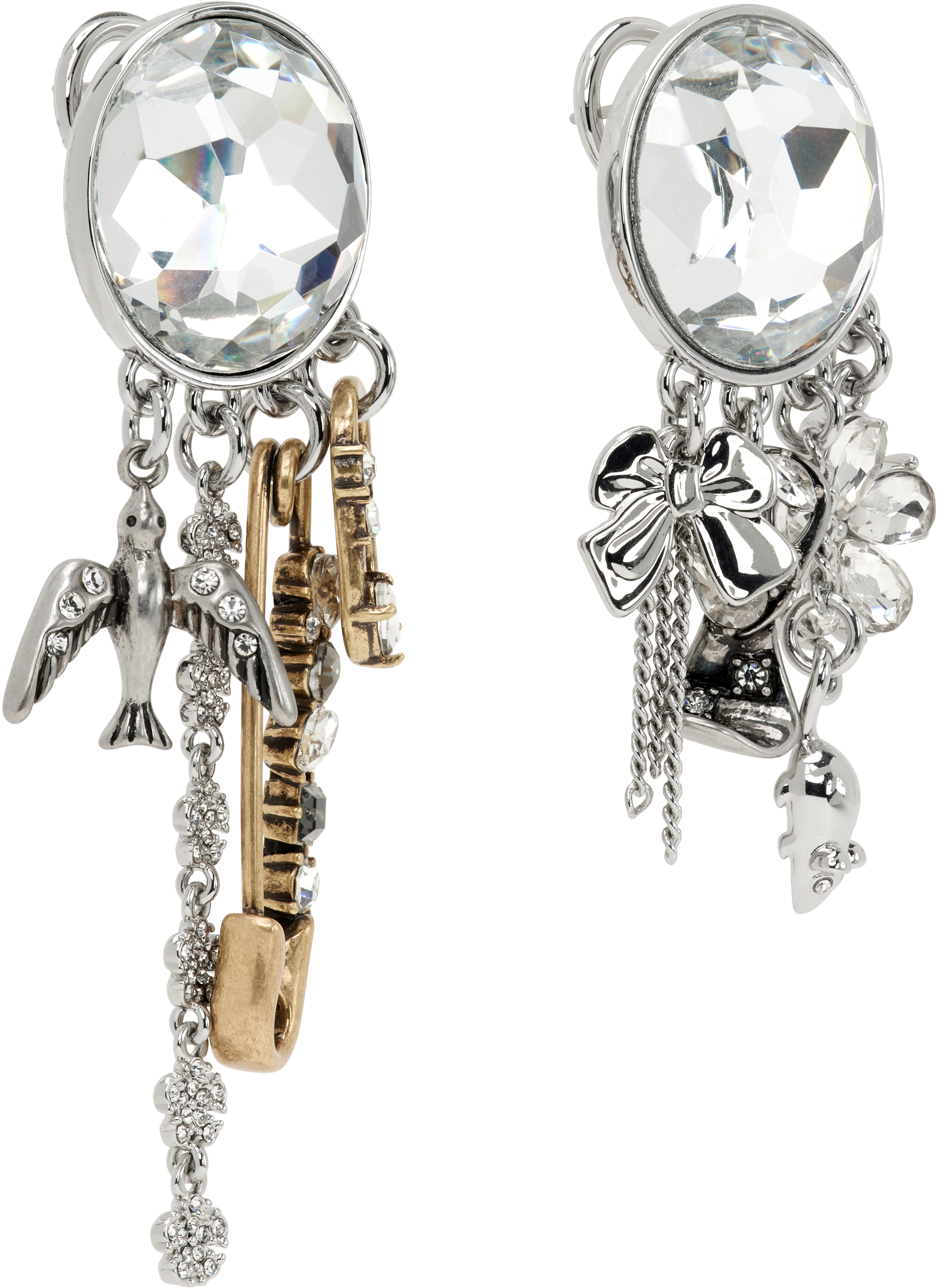 Marc Jacobs Silver & Gold 'the Grunge Glam Gem' Earrings In 762 Gold/silver