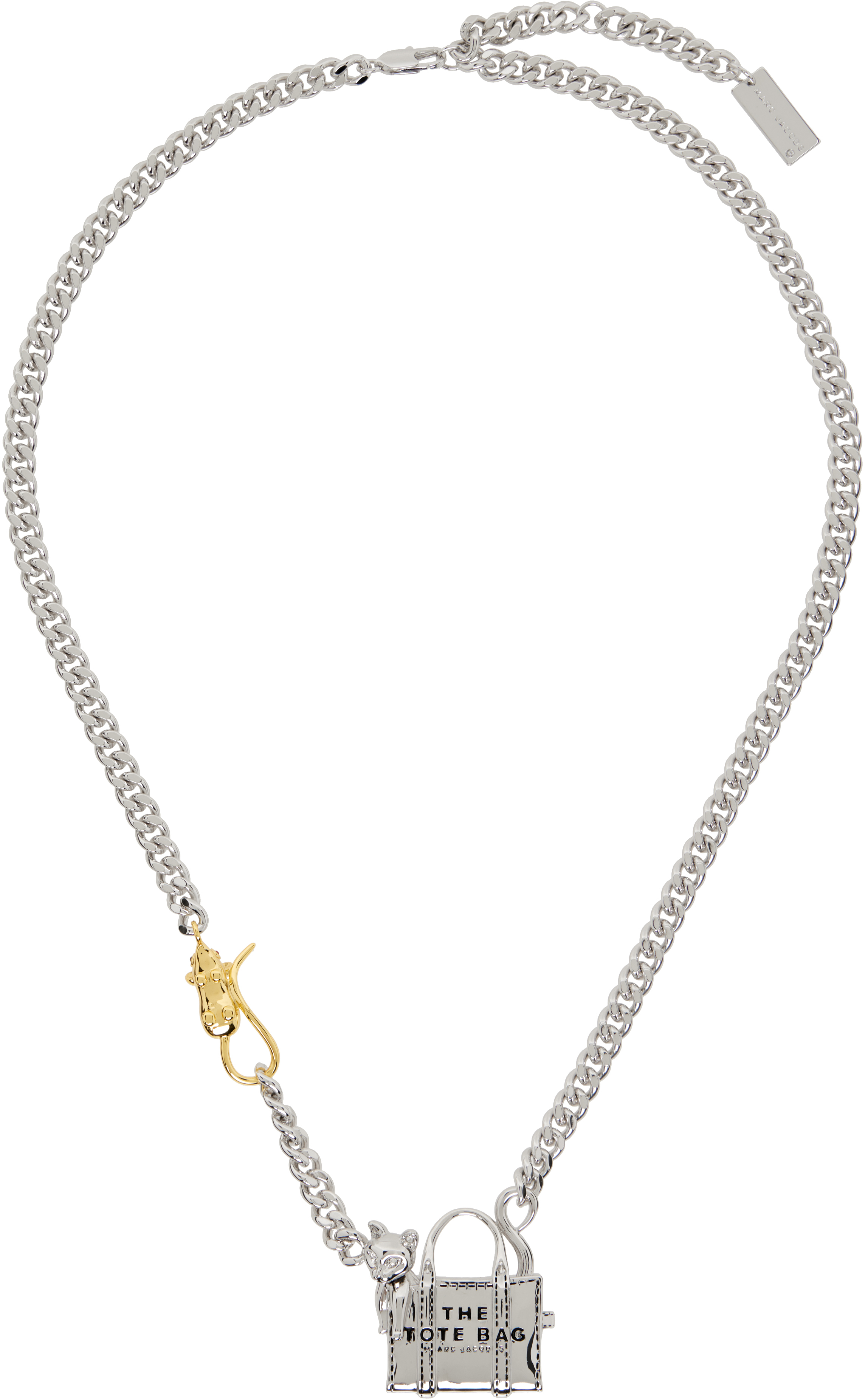 Shop Marc Jacobs Silver Cats Out Of The Bag Necklace In 040 Silver