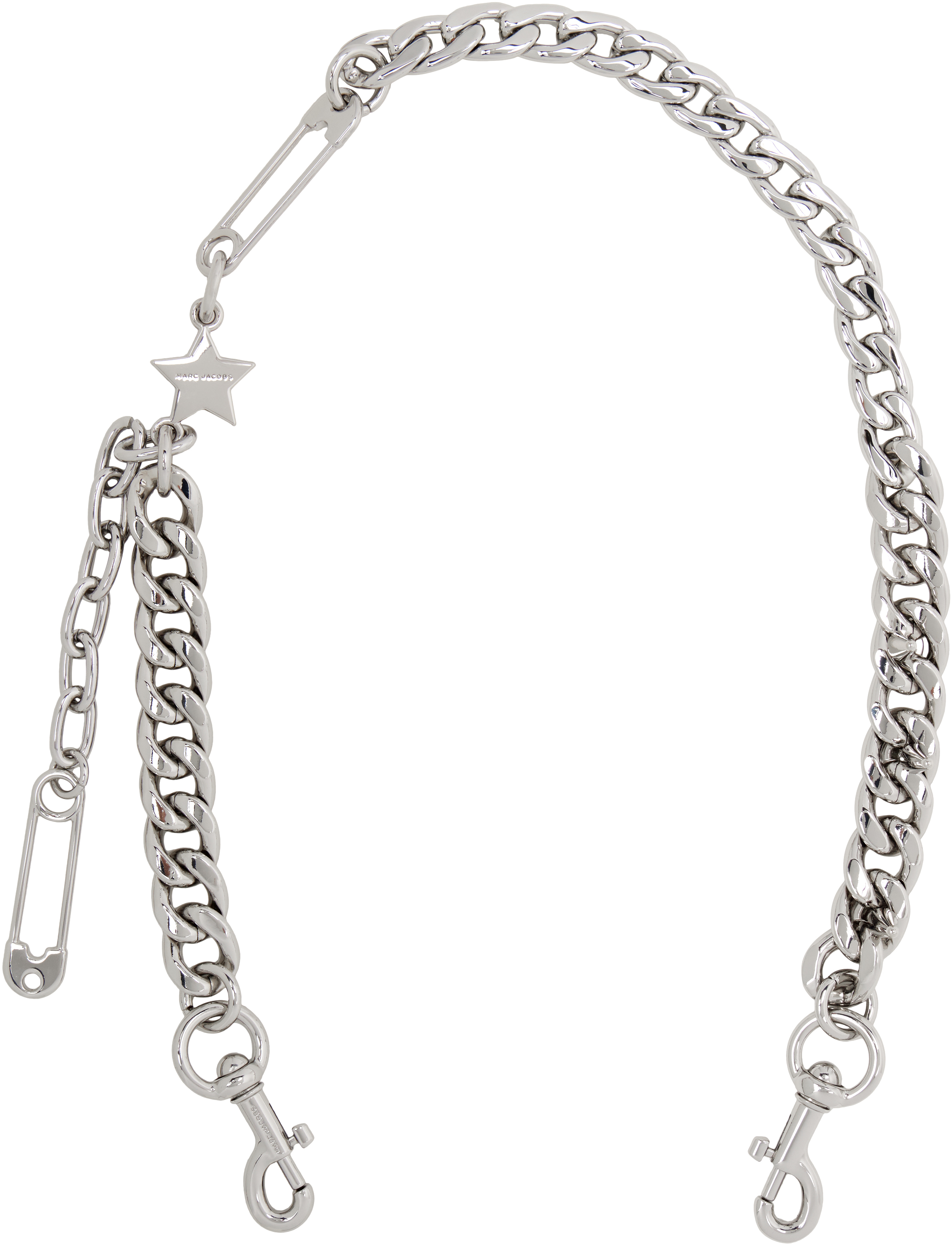 Shop Marc Jacobs Silver 'the Star Chain' Shoulder Strap In 042 Nickel