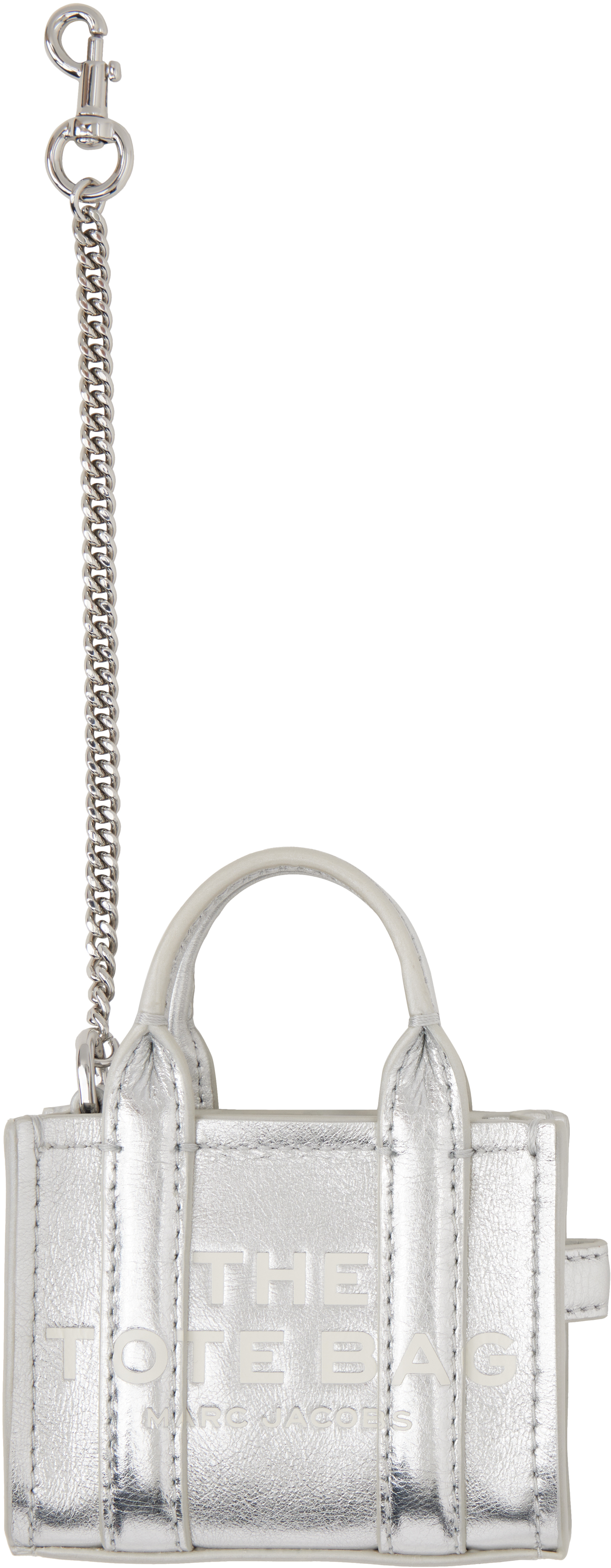 Silver 'The Metallic Leather Nano Tote Charm' Keychain