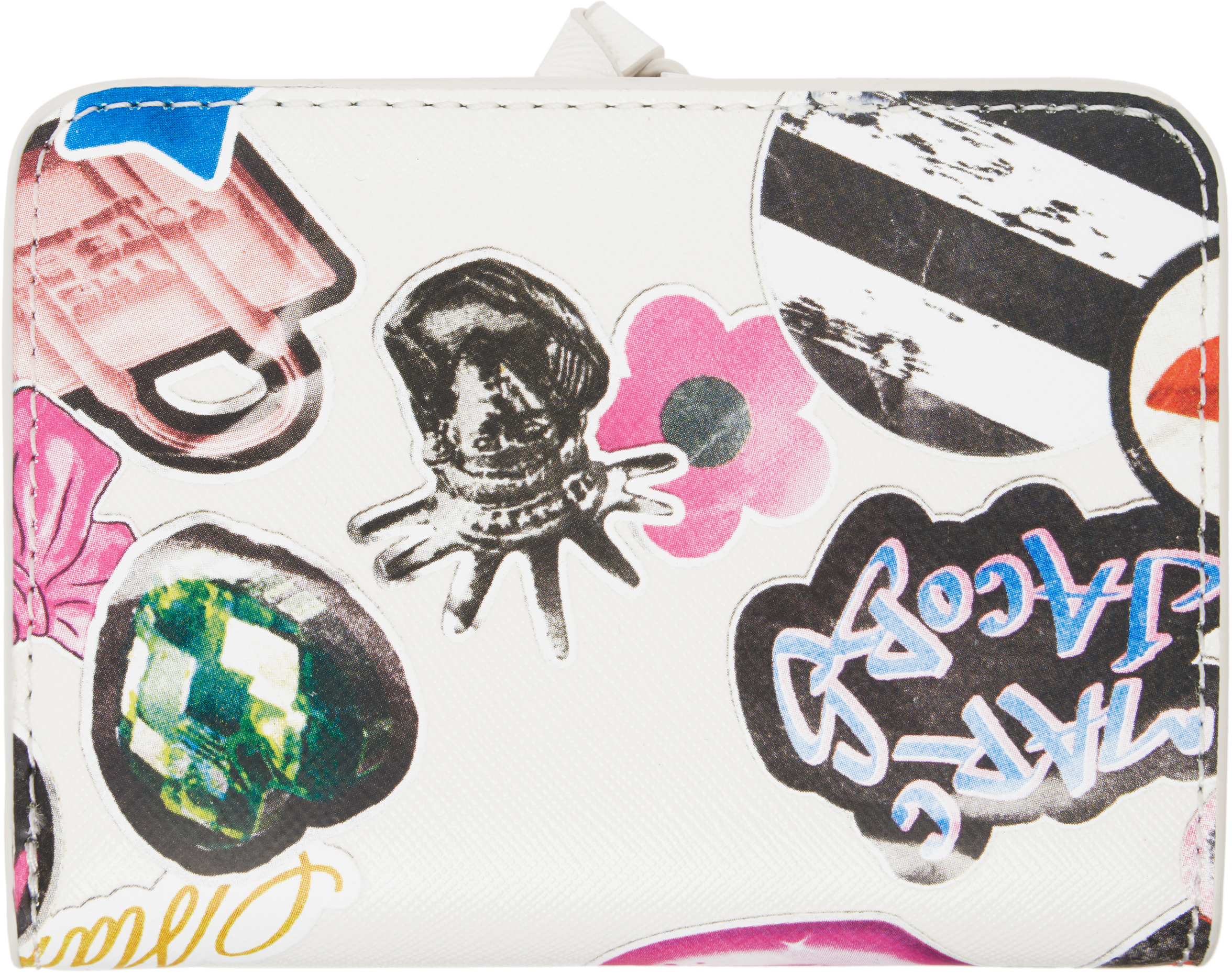 Marc Jacobs White 'the Sticker Utility Snapshot Mini Compact' Wallet In 101 White Multi