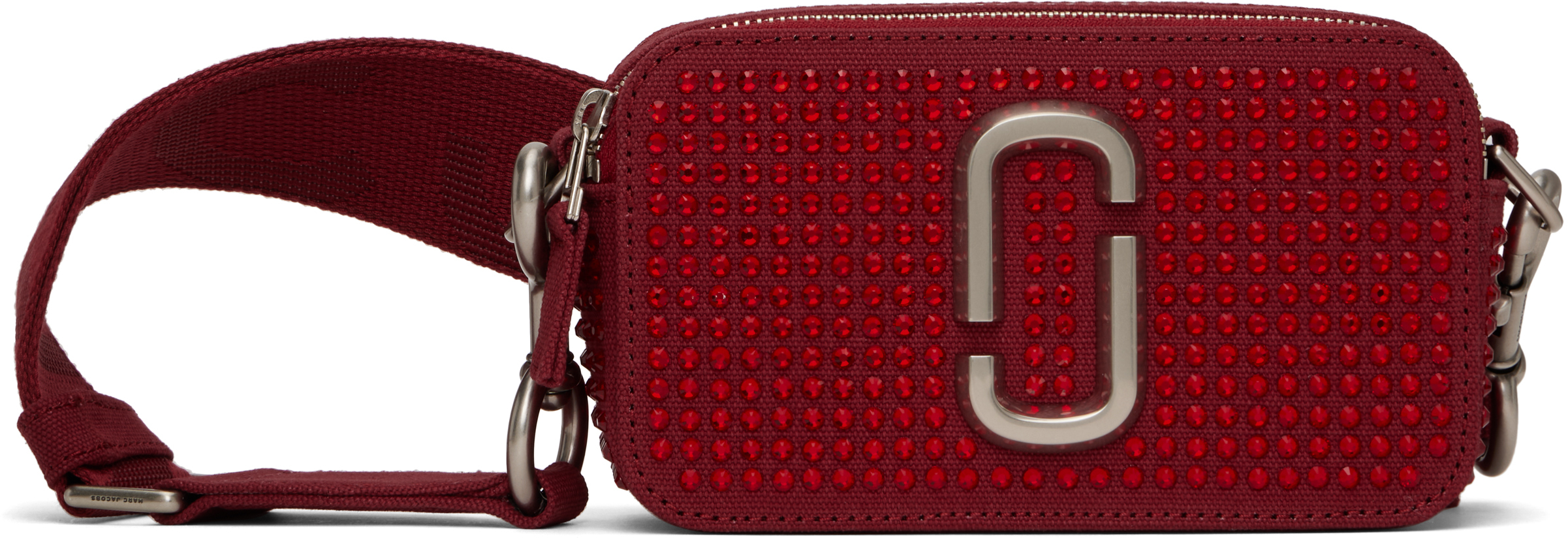 Marc Jacobs Red 'the Crystal Canvas Snapshot' Bag In Burgundy