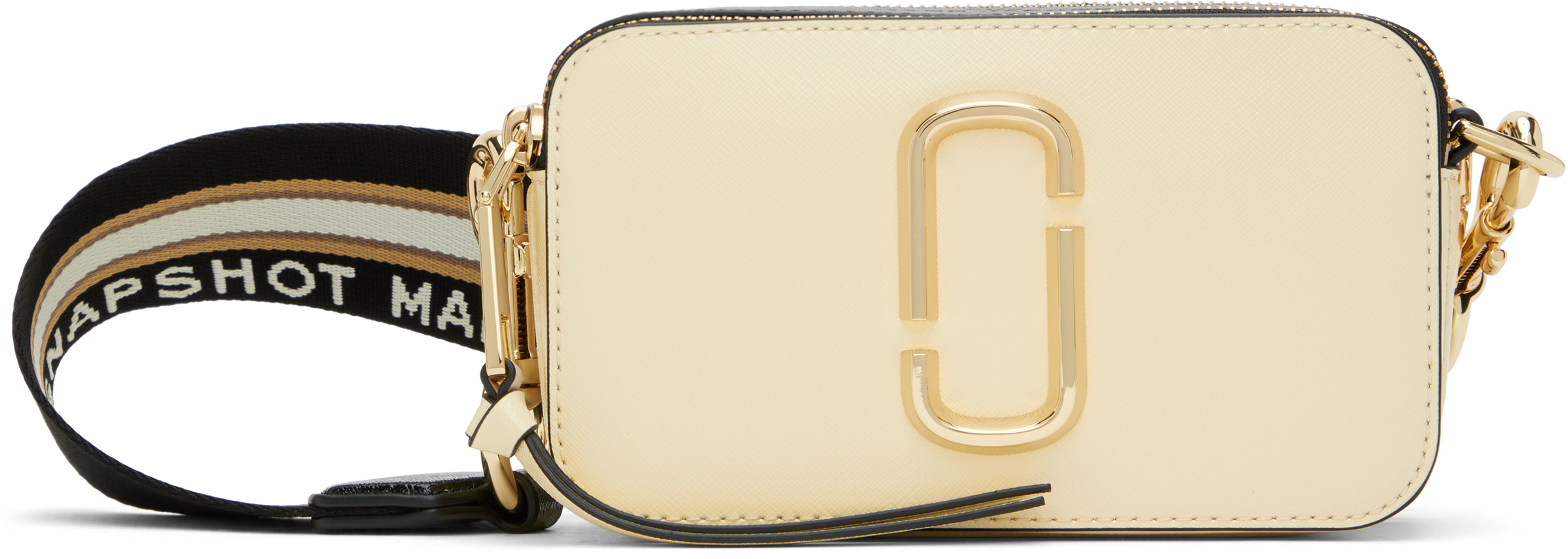 Marc Jacobs Beige & Black 'the Snapshot' Bag In Gold