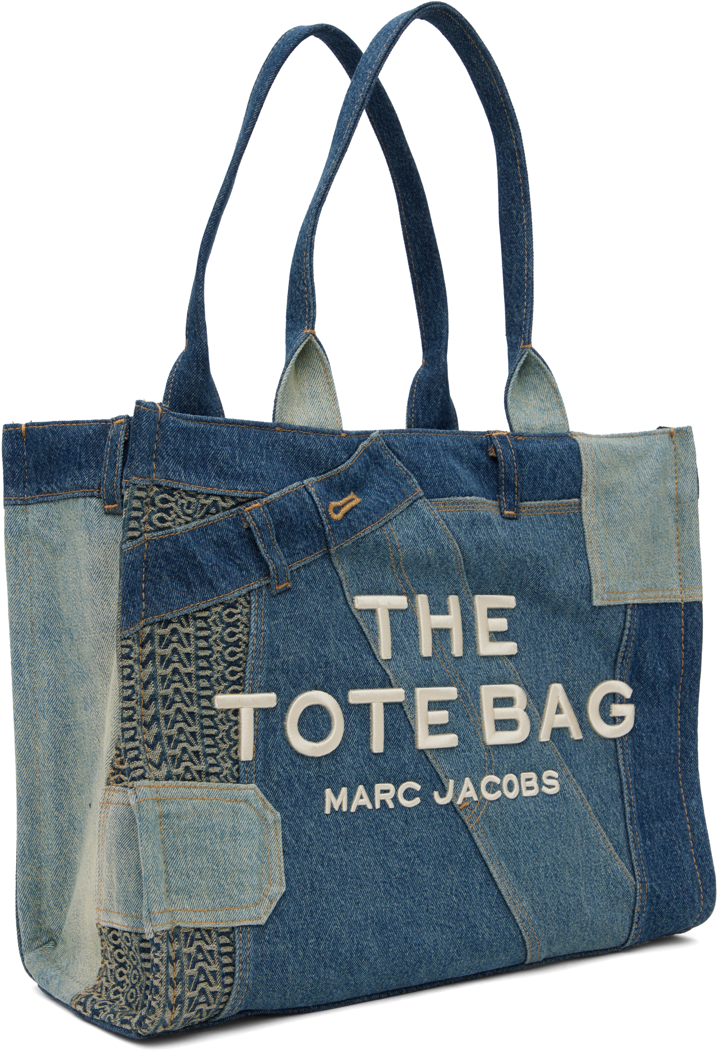 MARC JACOBS BLUE 'THE DECONSTRUCTED DENIM LARGE' TOTE