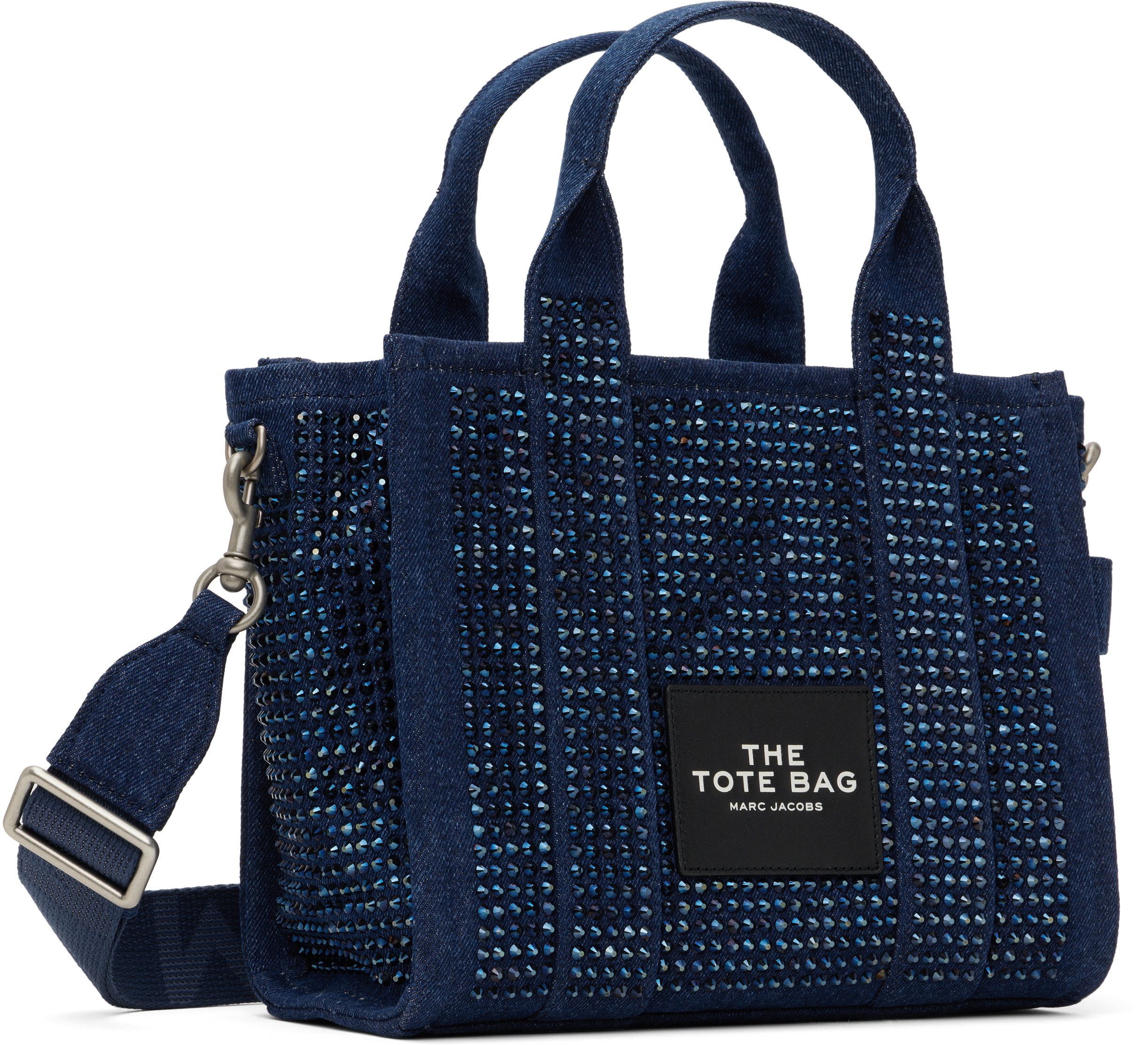 MARC JACOBS BLUE 'THE CRYSTAL DENIM SMALL' TOTE 