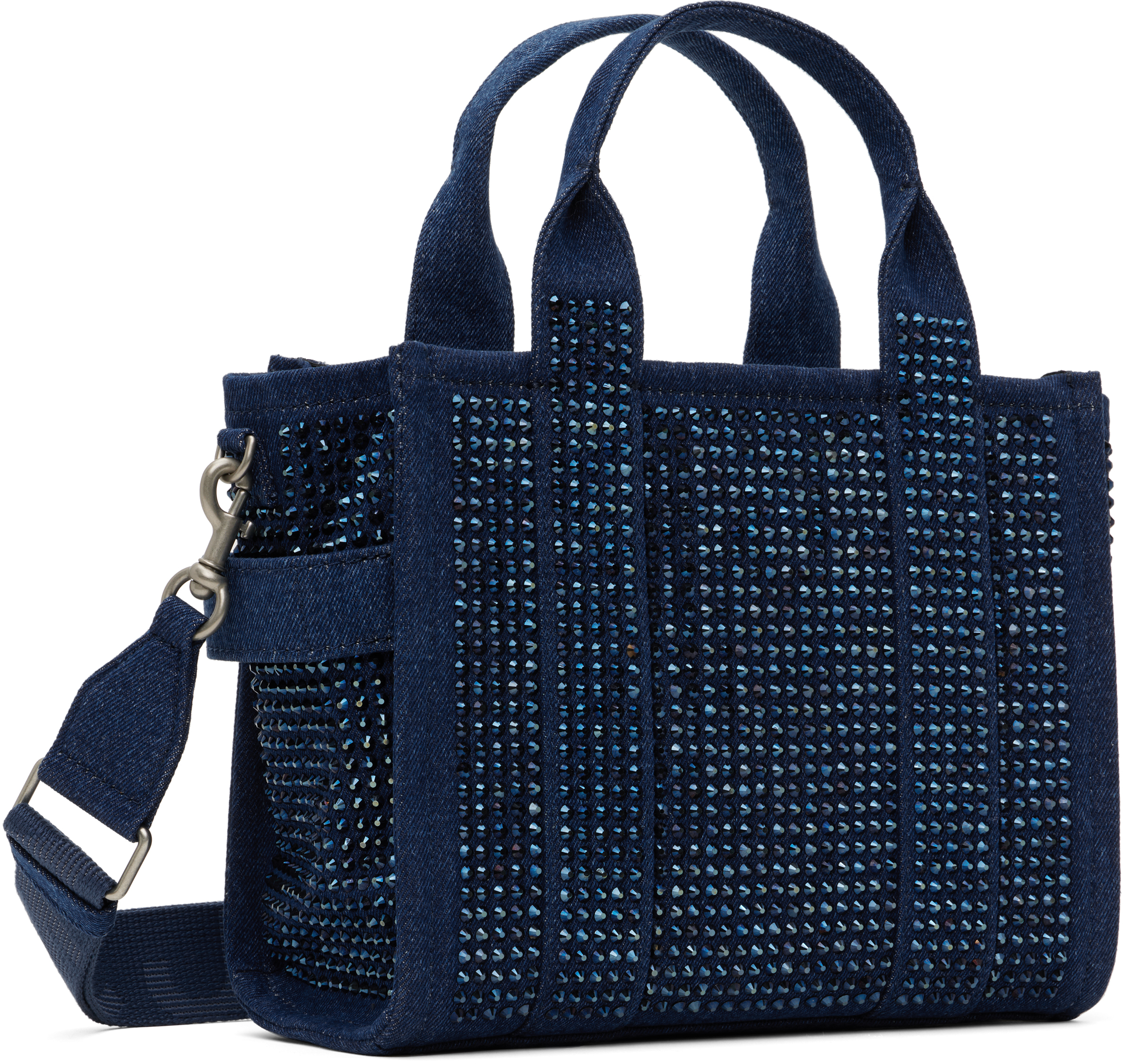 MARC JACOBS BLUE 'THE CRYSTAL DENIM SMALL' TOTE 