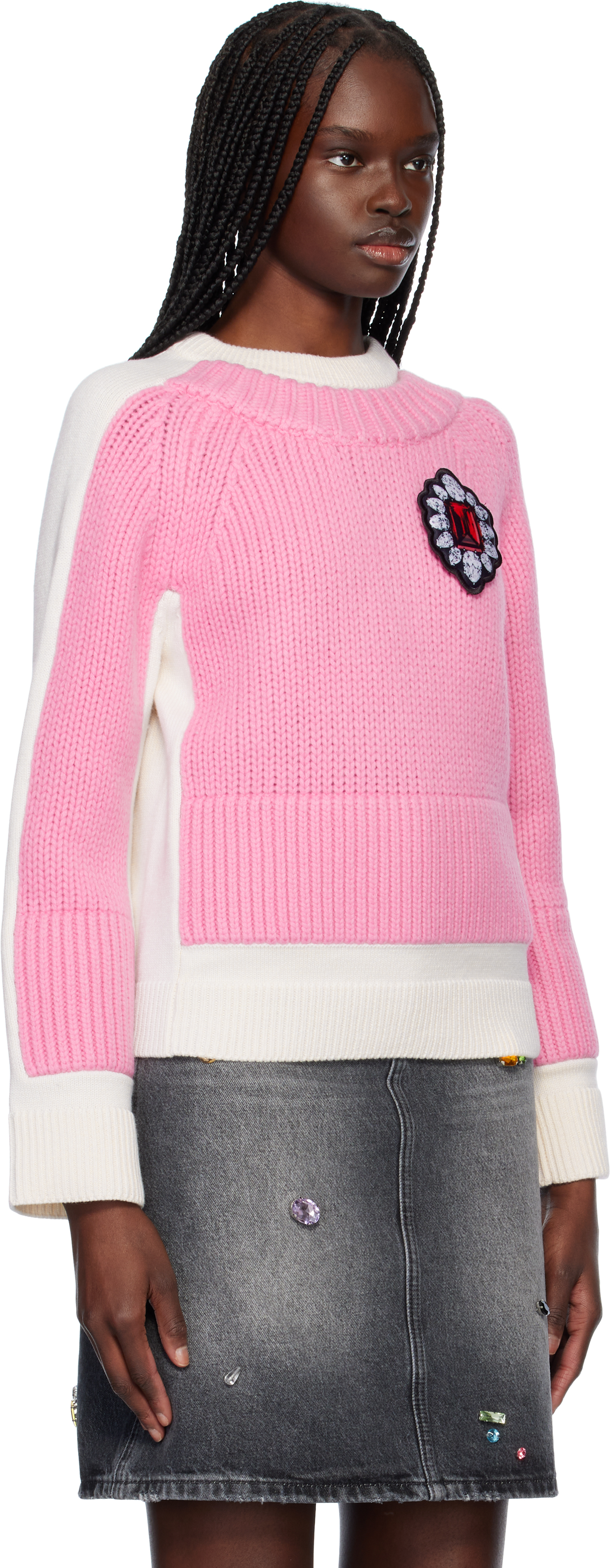 MARC JACOBS OFF-WHITE & PINK TROMPE L'OEIL SWEATER