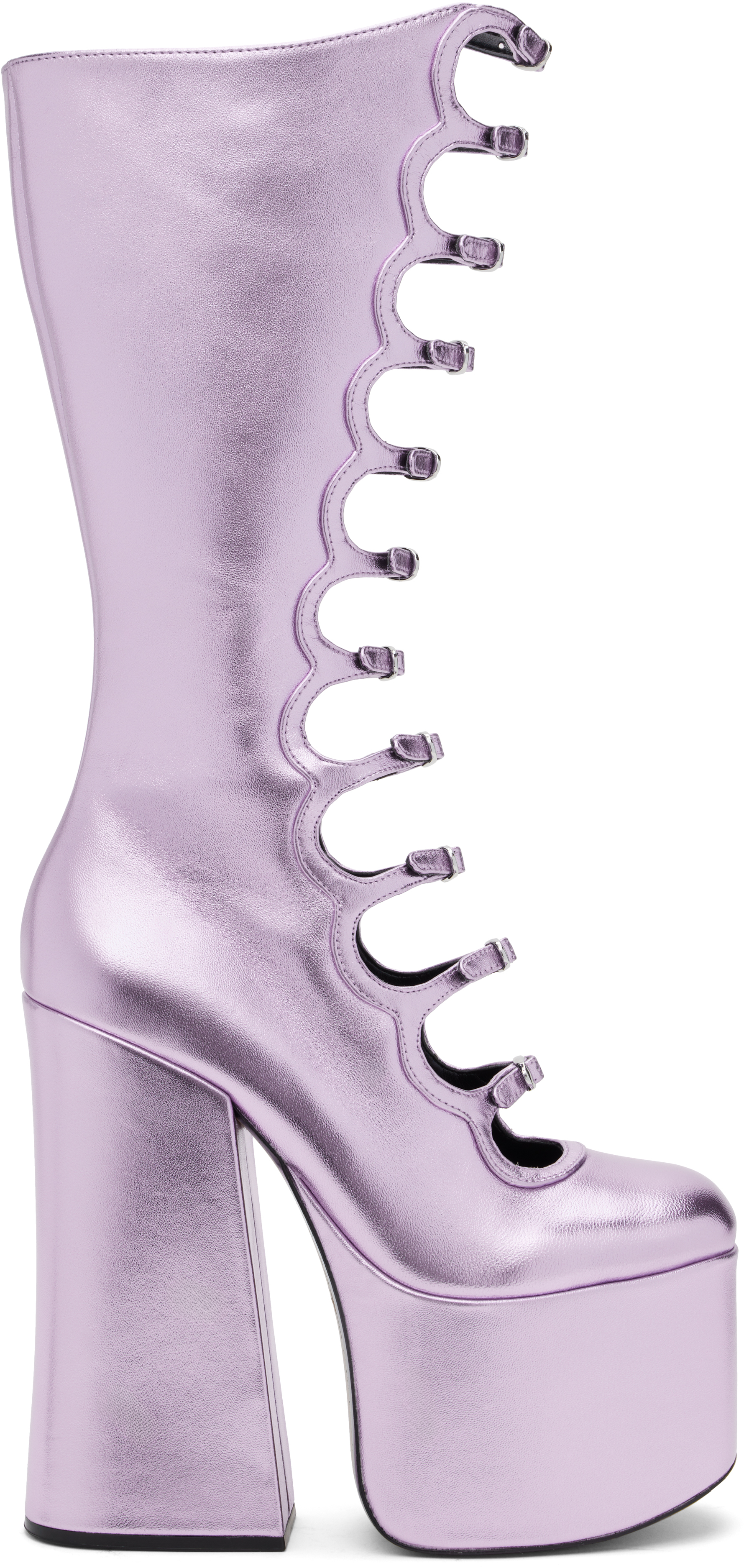 Purple 'The Metallic Kiki' Knee High Boots