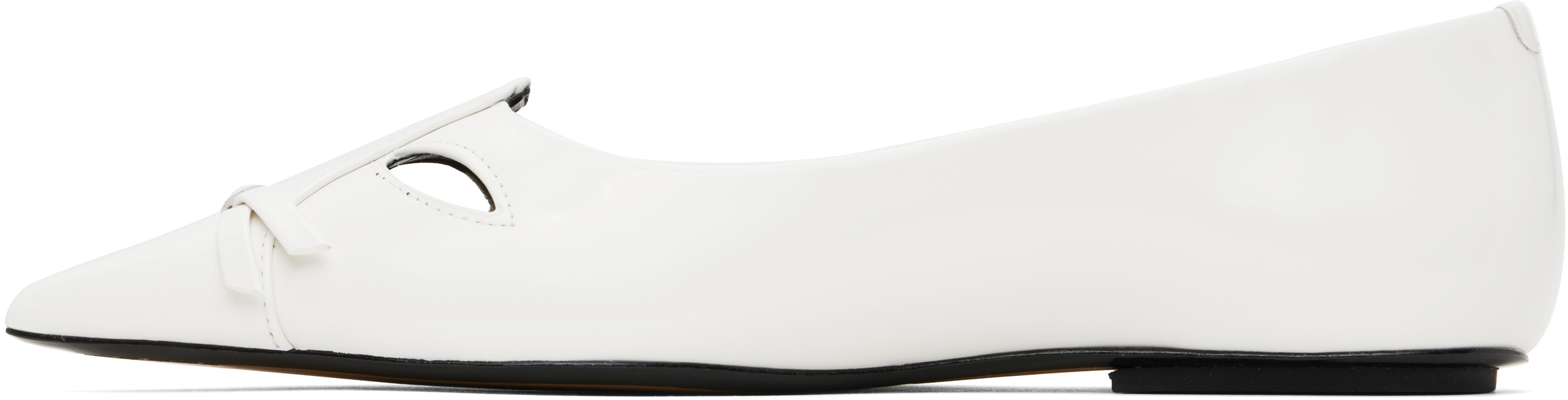 Marc Jacobs The Leather Kat Ballerina Flats In 110 Bright White