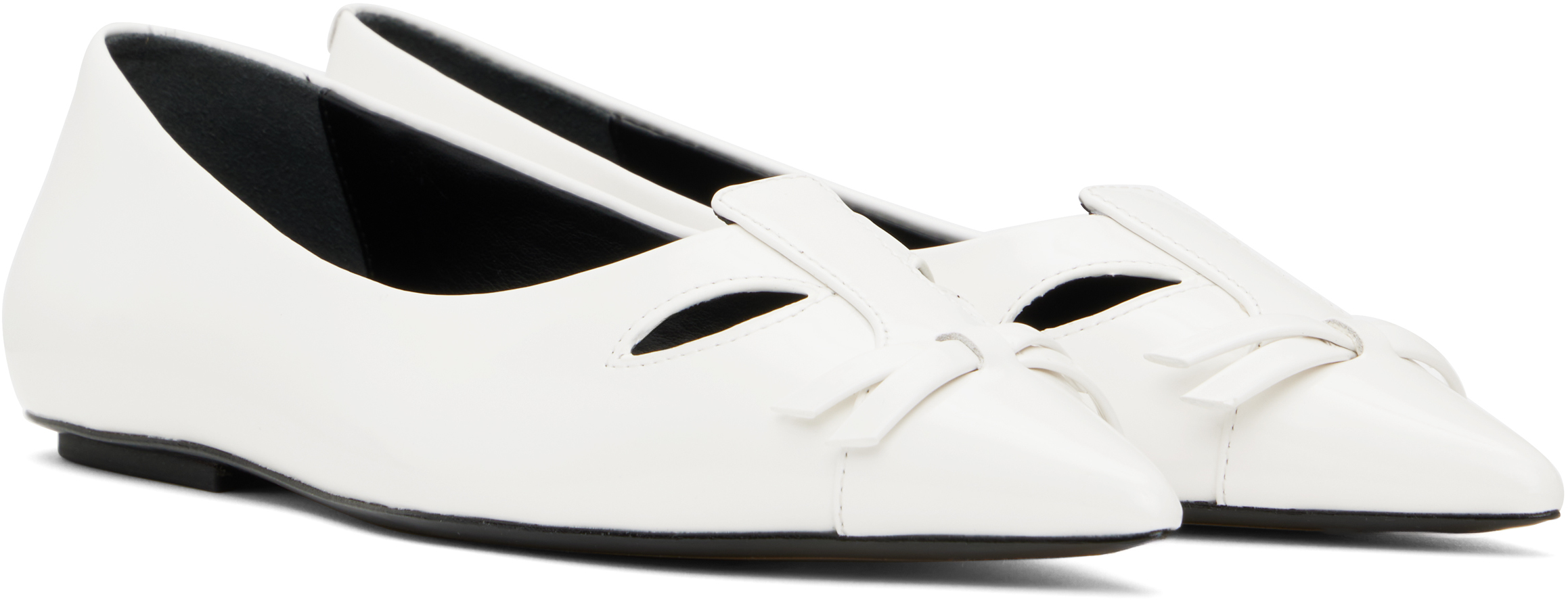 Marc Jacobs The Leather Kat Ballerina Flats In 110 Bright White