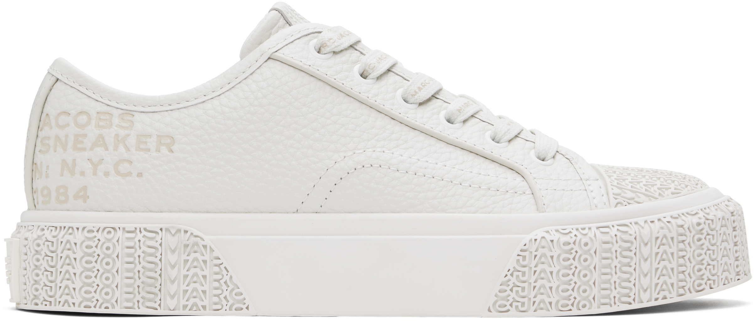 Marc Jacobs ホワイト The Leather スニーカー MARC JACOBS Womens The Tennis Shoe Leather Sneaker White Red