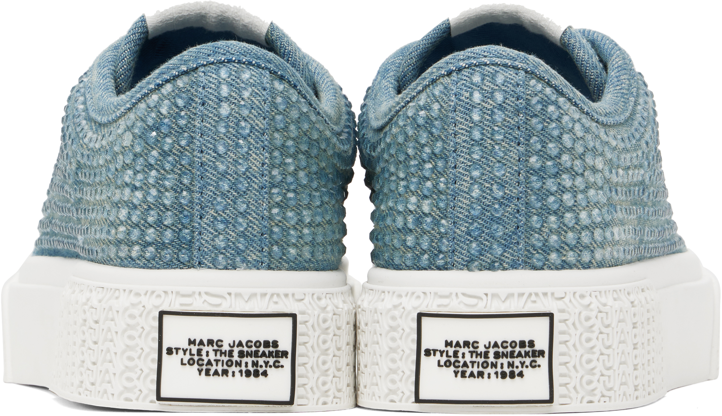 Marc Jacobs Blue 'the Crystal' Denim Sneakers In 402 Light Blue Cryst
