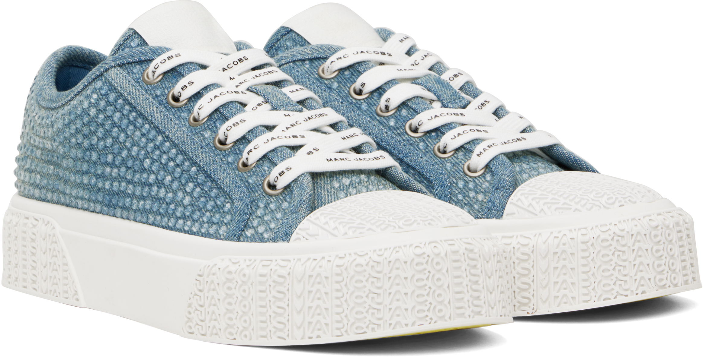 Marc Jacobs Blue 'the Crystal' Denim Sneakers In 402 Light Blue Cryst