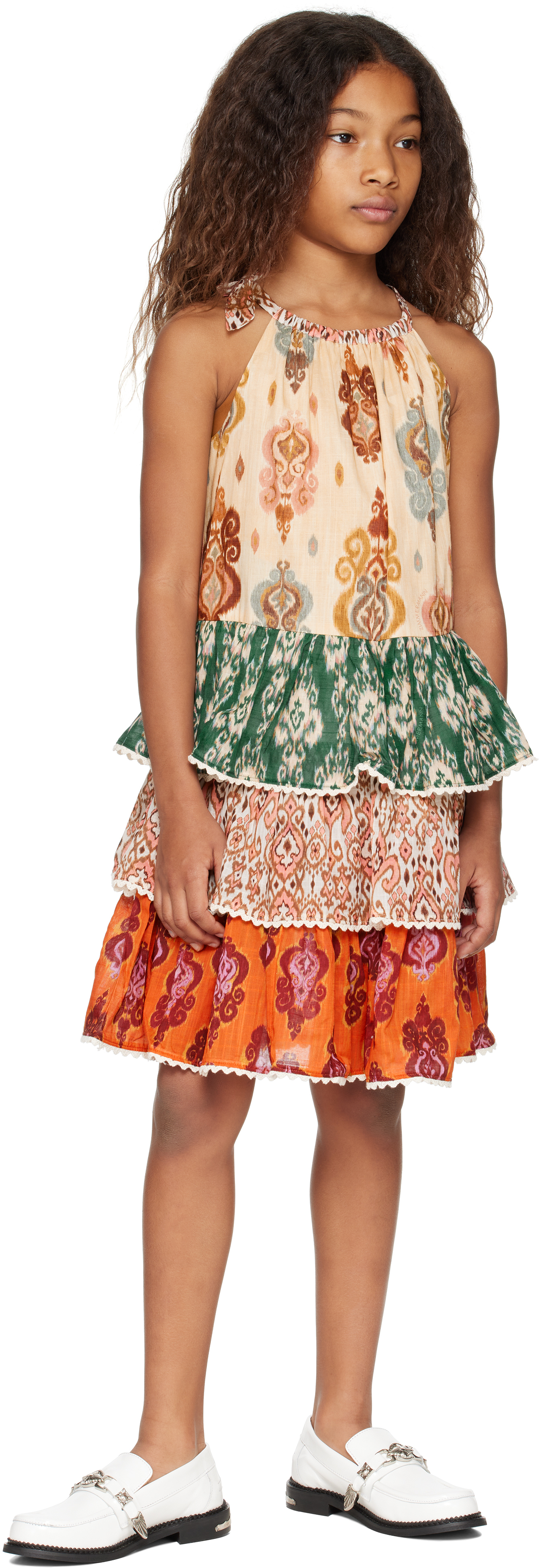 Zimmermann Kids Multicolor Wylie Halter Tiered Dress In Spli Spliced