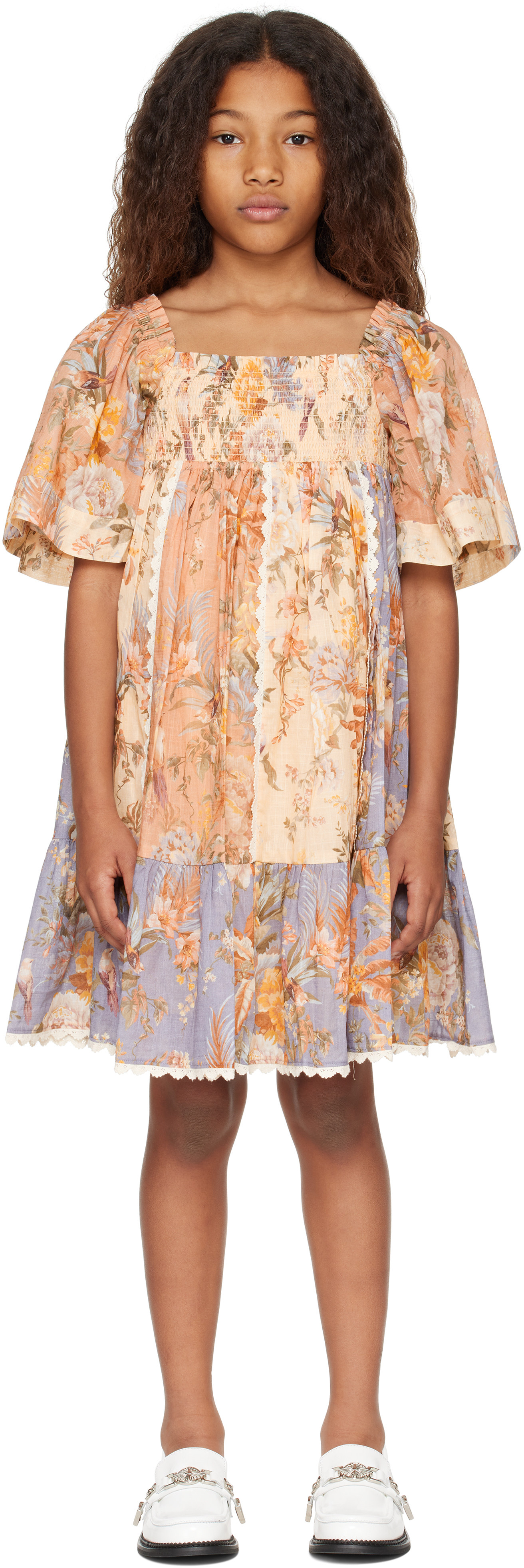Zimmermann Kids Multicolor Tallow Paneled Frill Dress In Spli Spliced