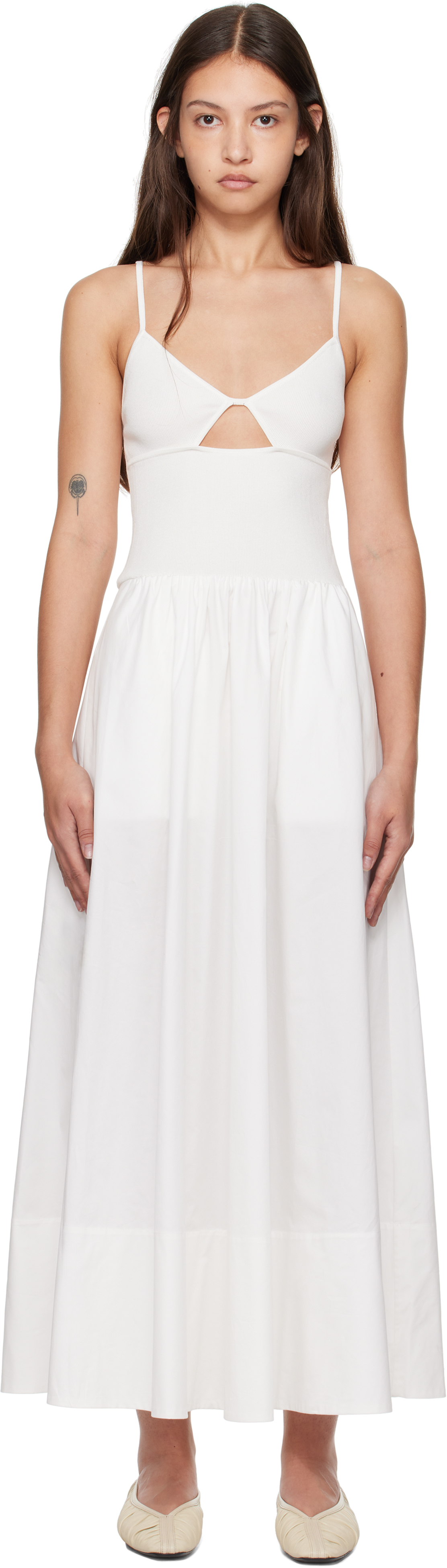 White Knit Cami Midi Dress