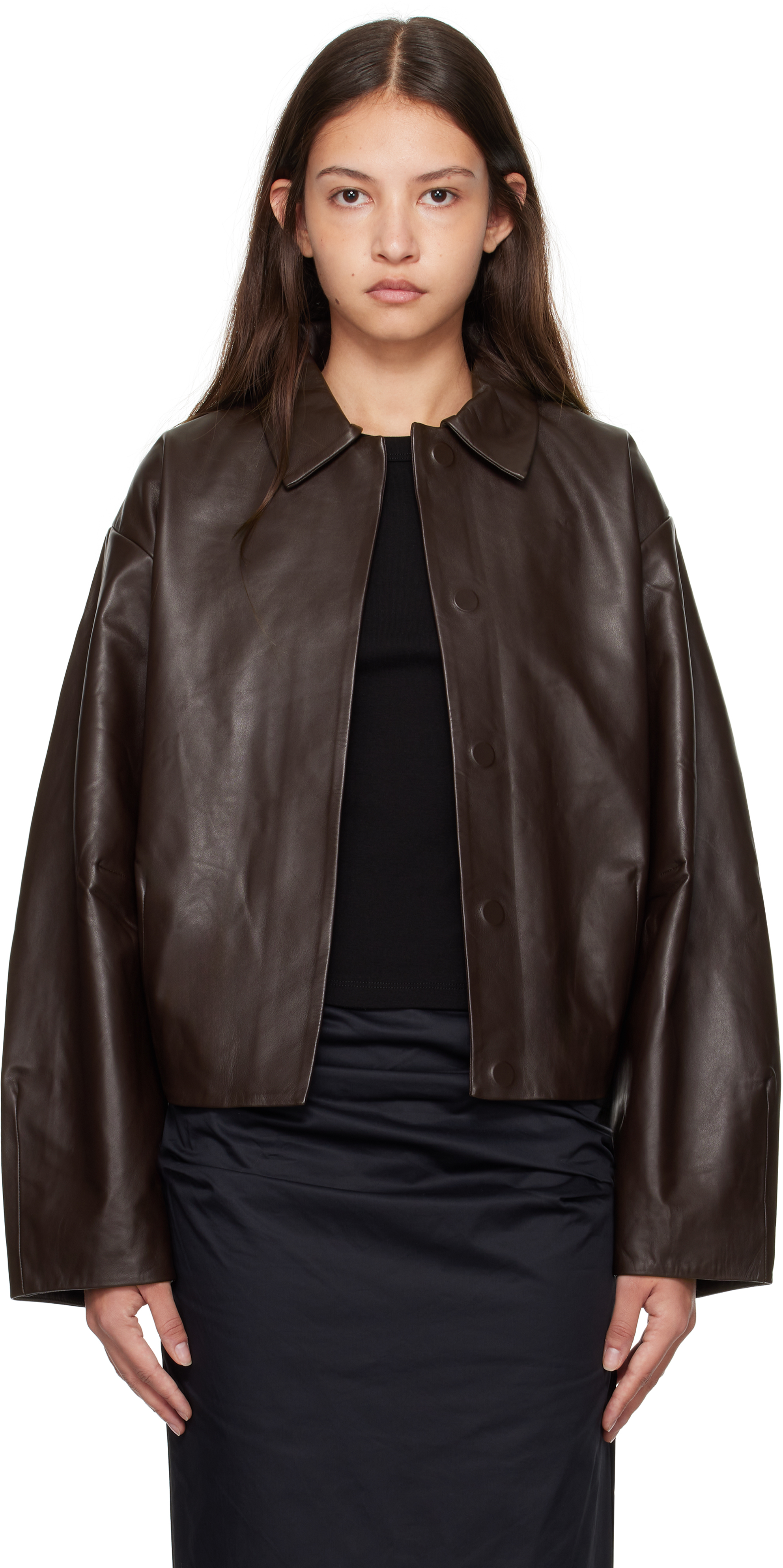 Brown Cocoon Leather Jacket