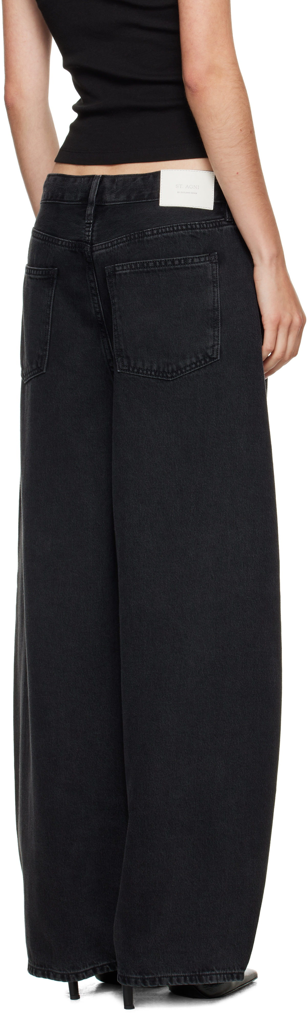 St Agni Black Outland Denim Edition Mid Rise Balloon Jeans In Black