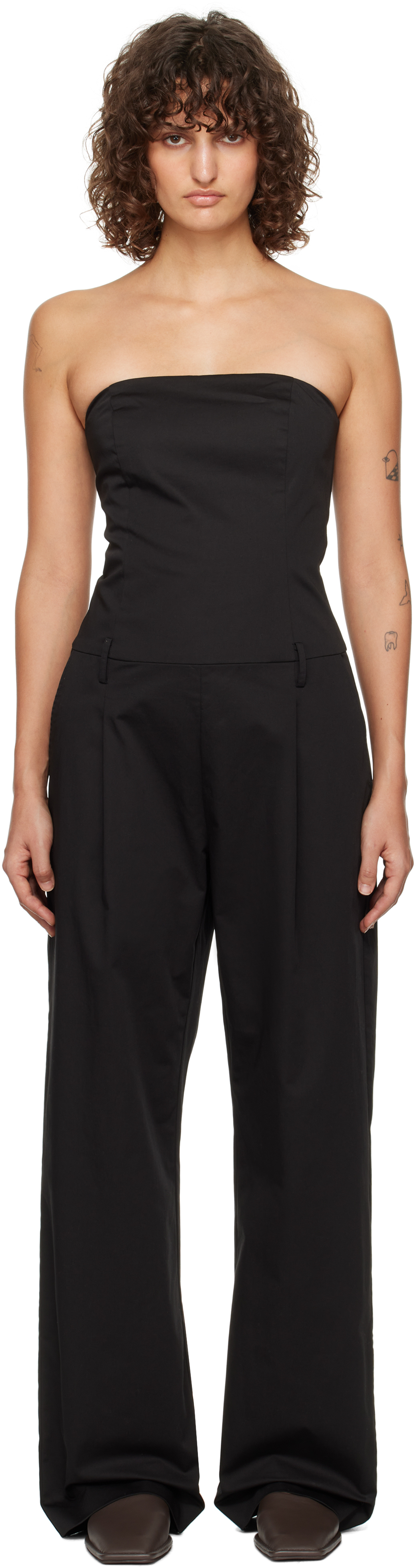 Black Tailored Strapless Jumpsuit