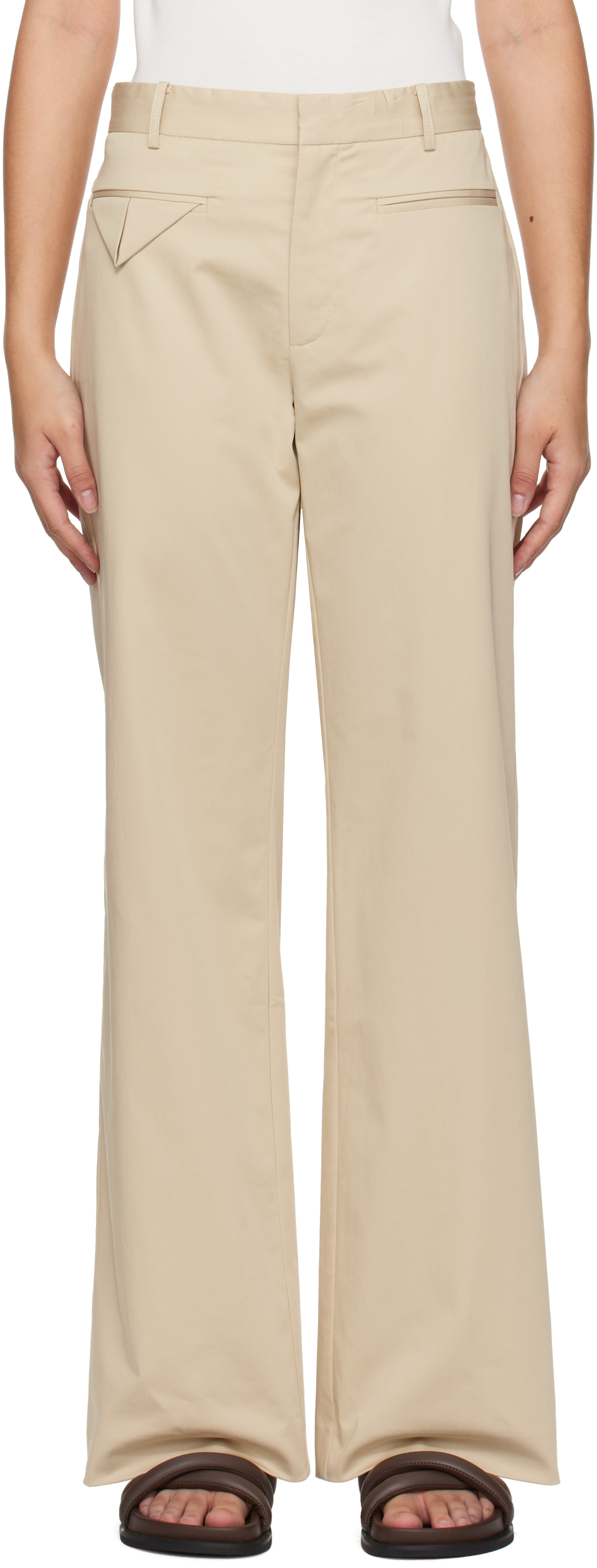 Beige Origami Pocket Trousers