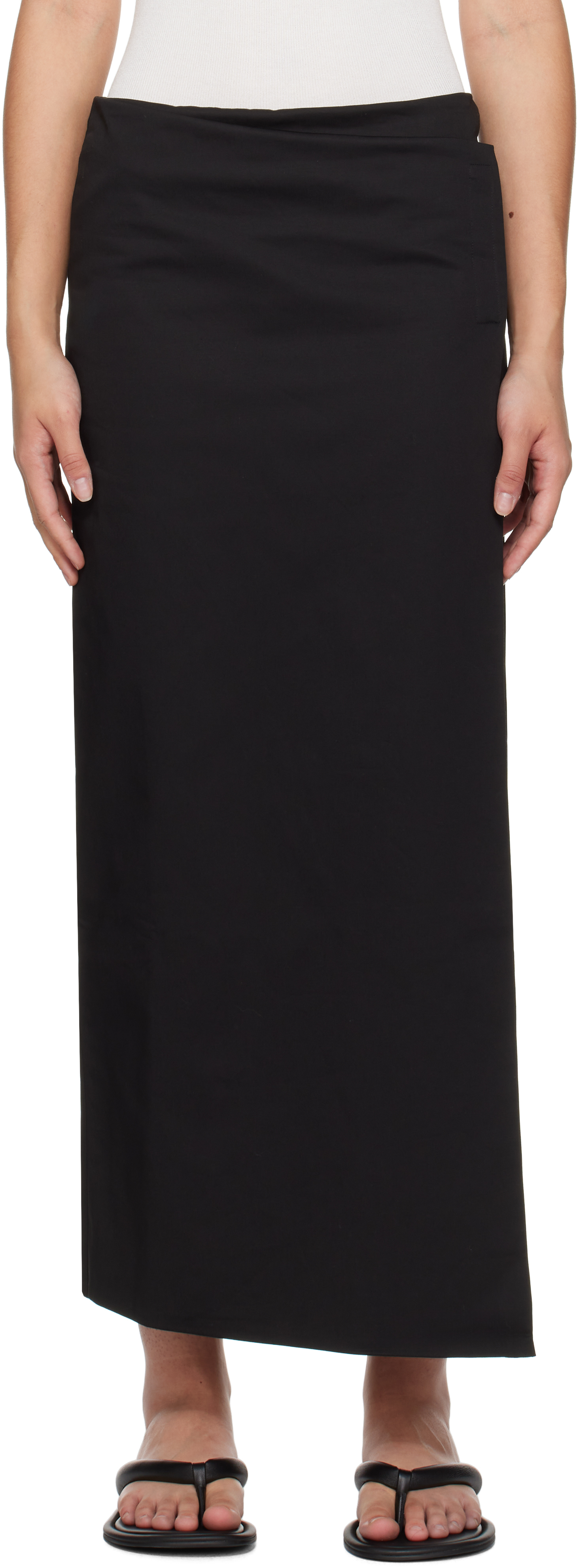 Black Column Wrap Midi Skirt