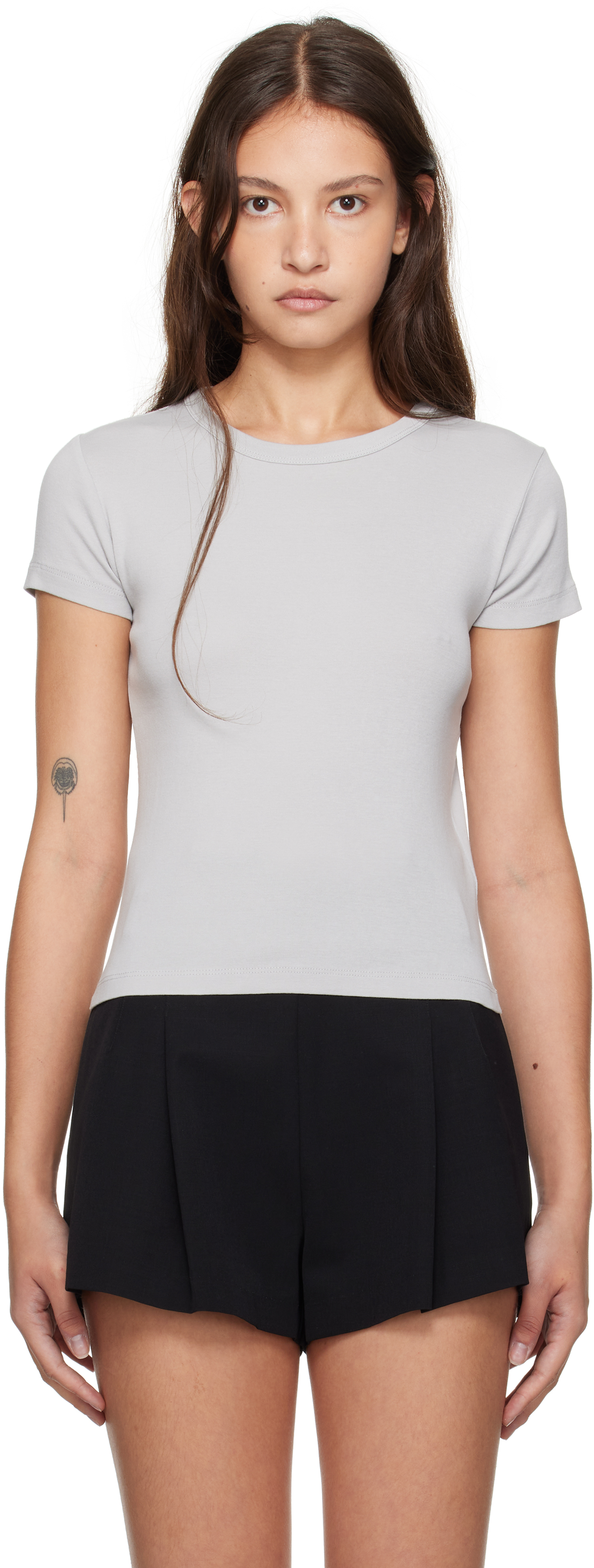 St Agni Gray Organic Cotton Baby T-shirt In Silver