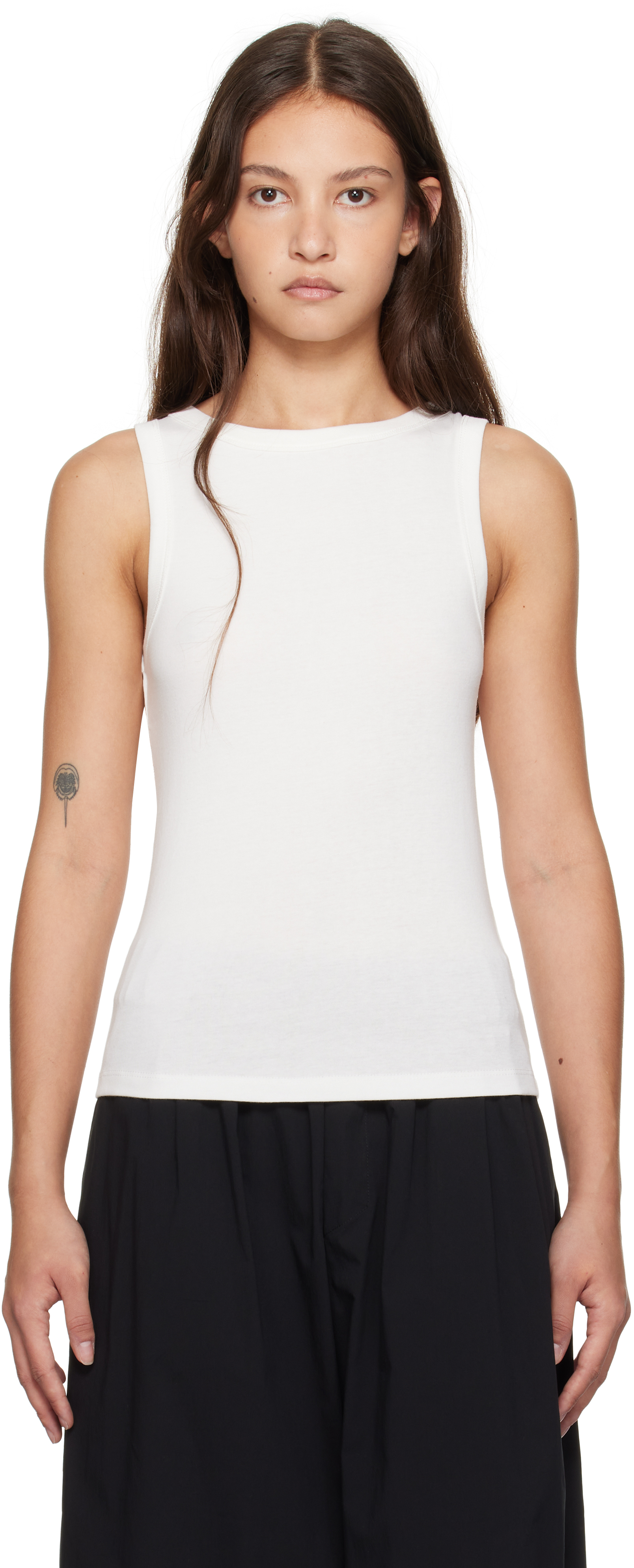 White Organic Cotton Bateau Tank Top