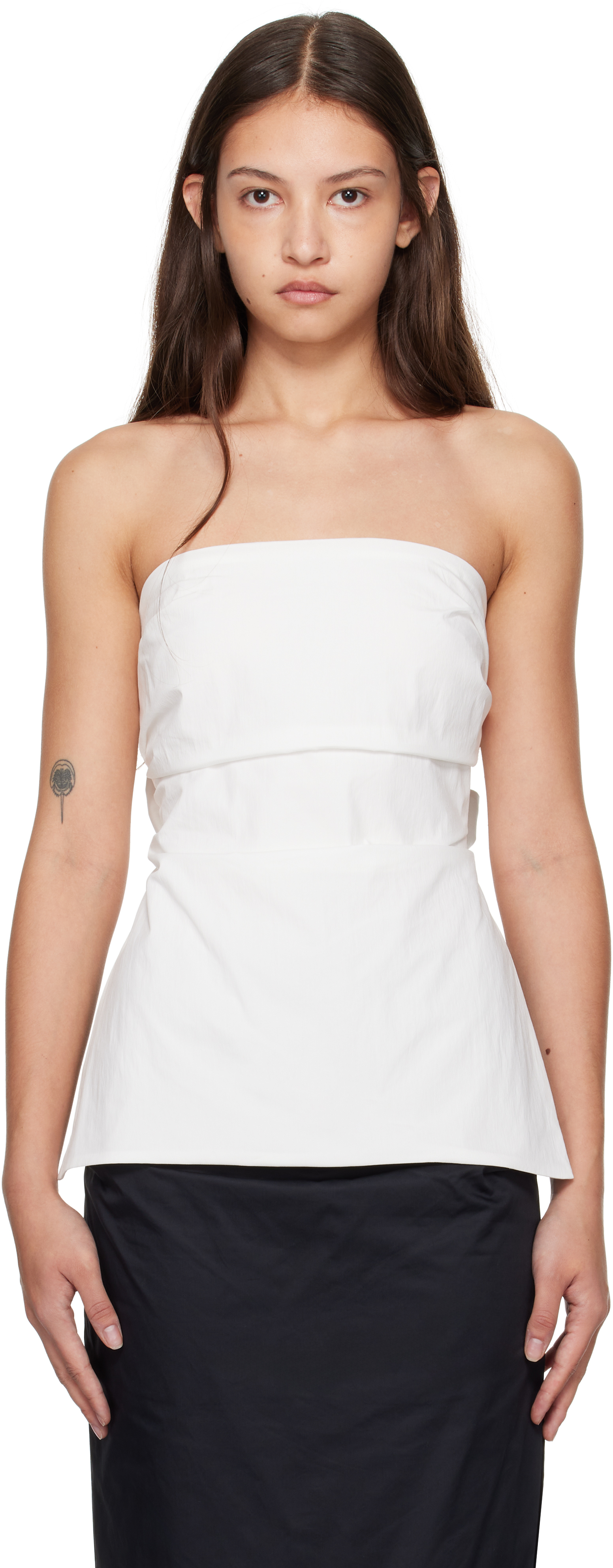 White Strapless Tie Back Tank Top