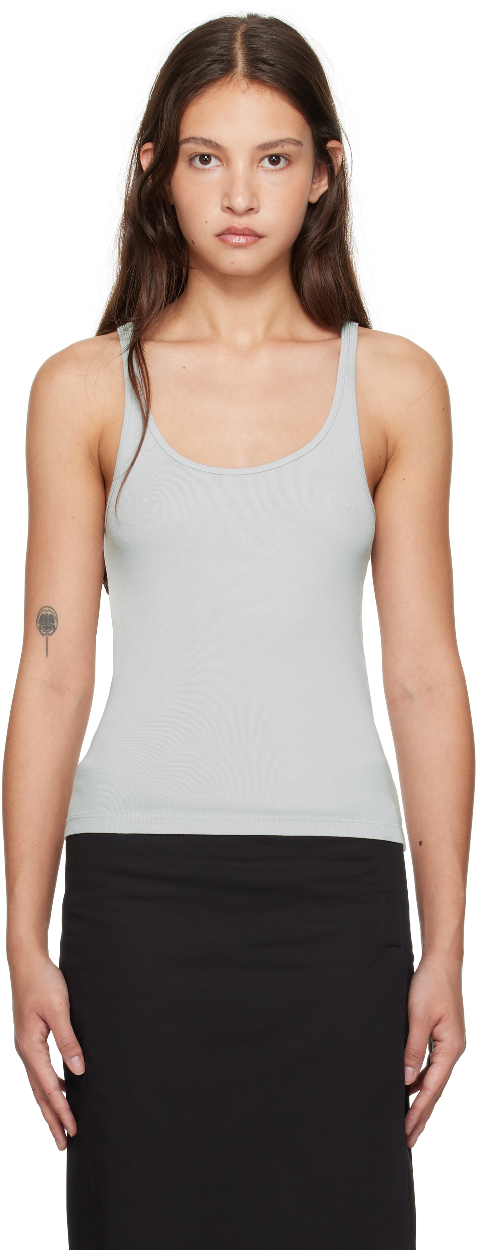 Gray Organic Cotton Slim Scoop Tank Top