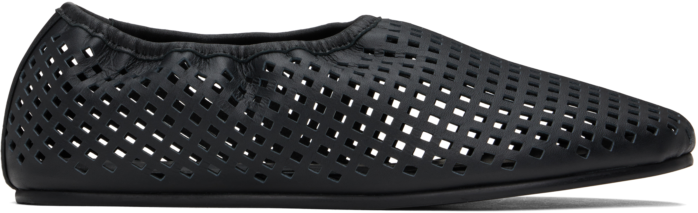 Black Perforated Ballerina Flats