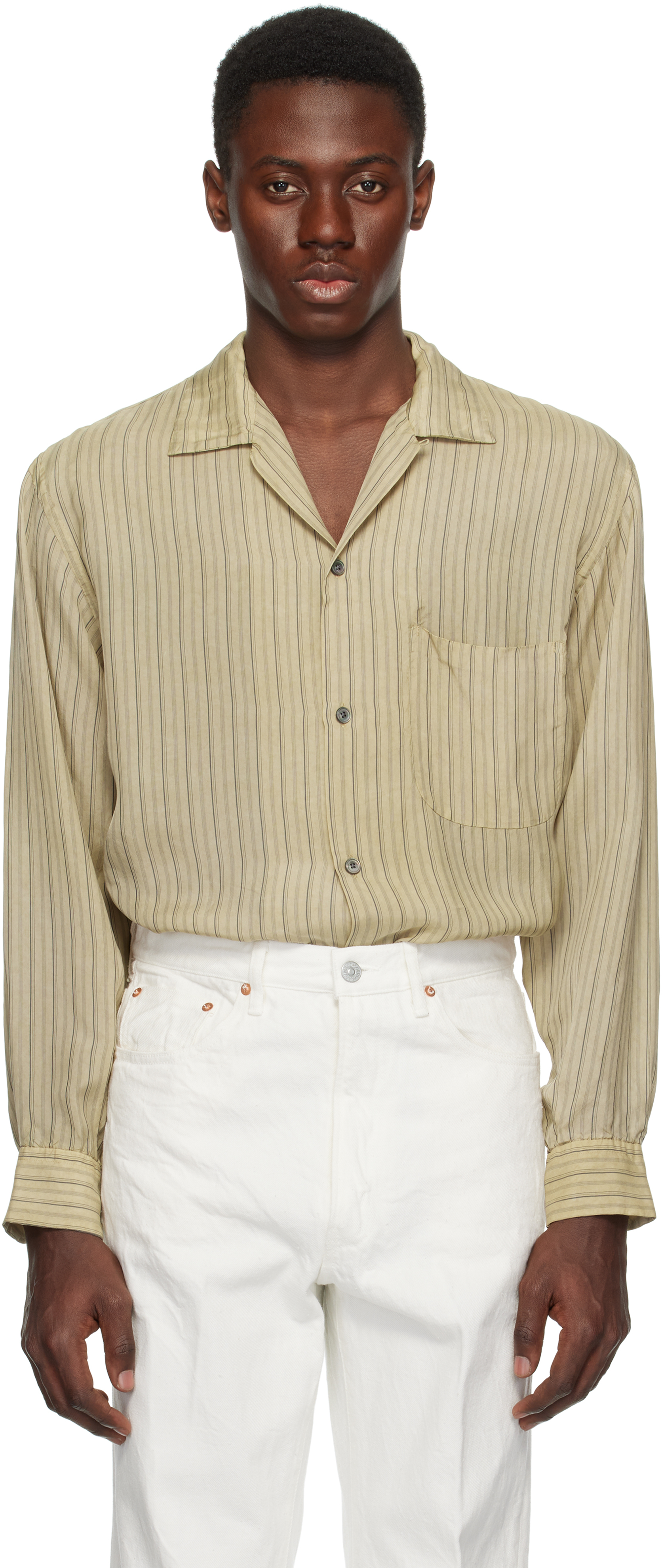 Beige Open Collared Shirt