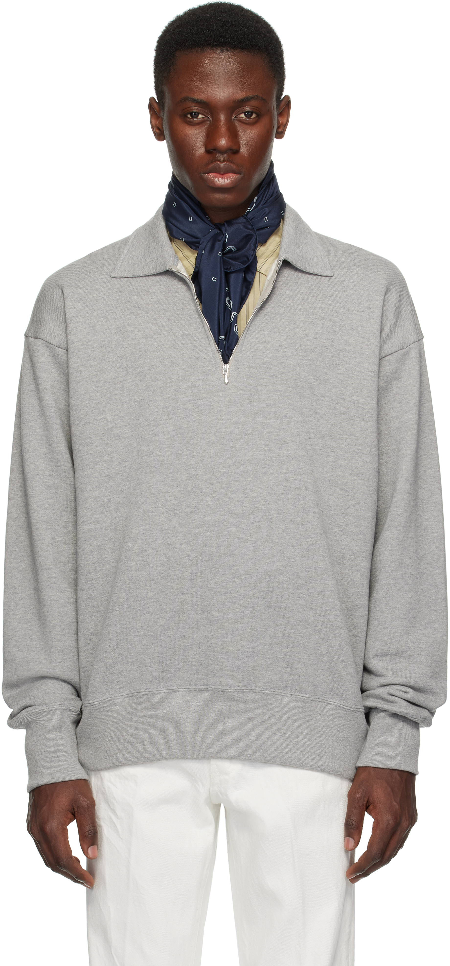 Gray Suvin Sweat Halfzip Pullover Polo