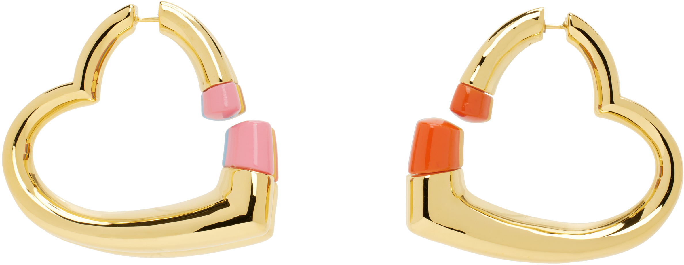 Casablanca Gold Heart Hoop Earrings In Gold / Multi