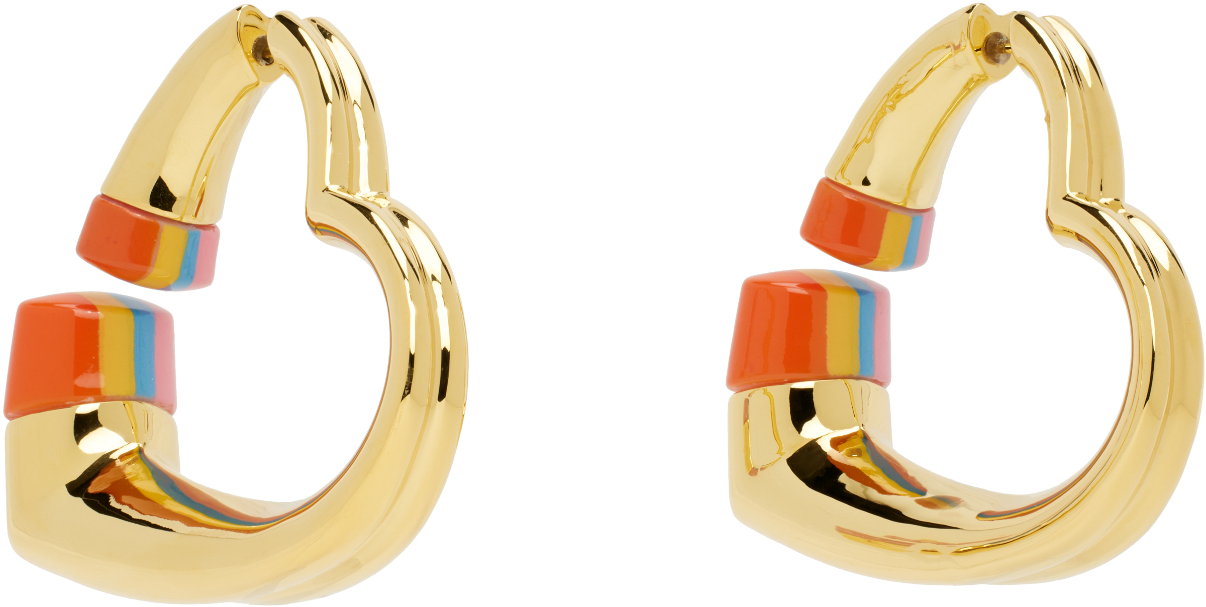 Casablanca Gold Heart Hoop Earrings In Gold / Multi