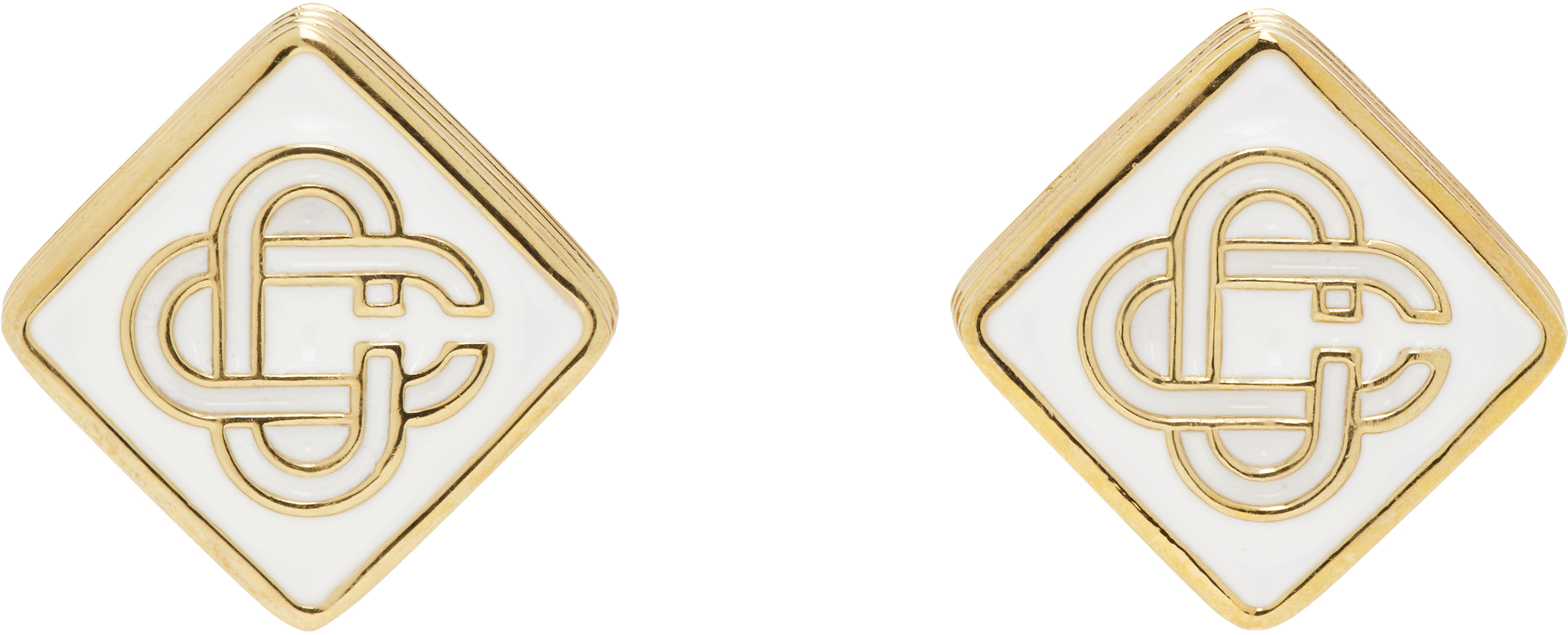 Gold Monogram Logo Stud Earrings