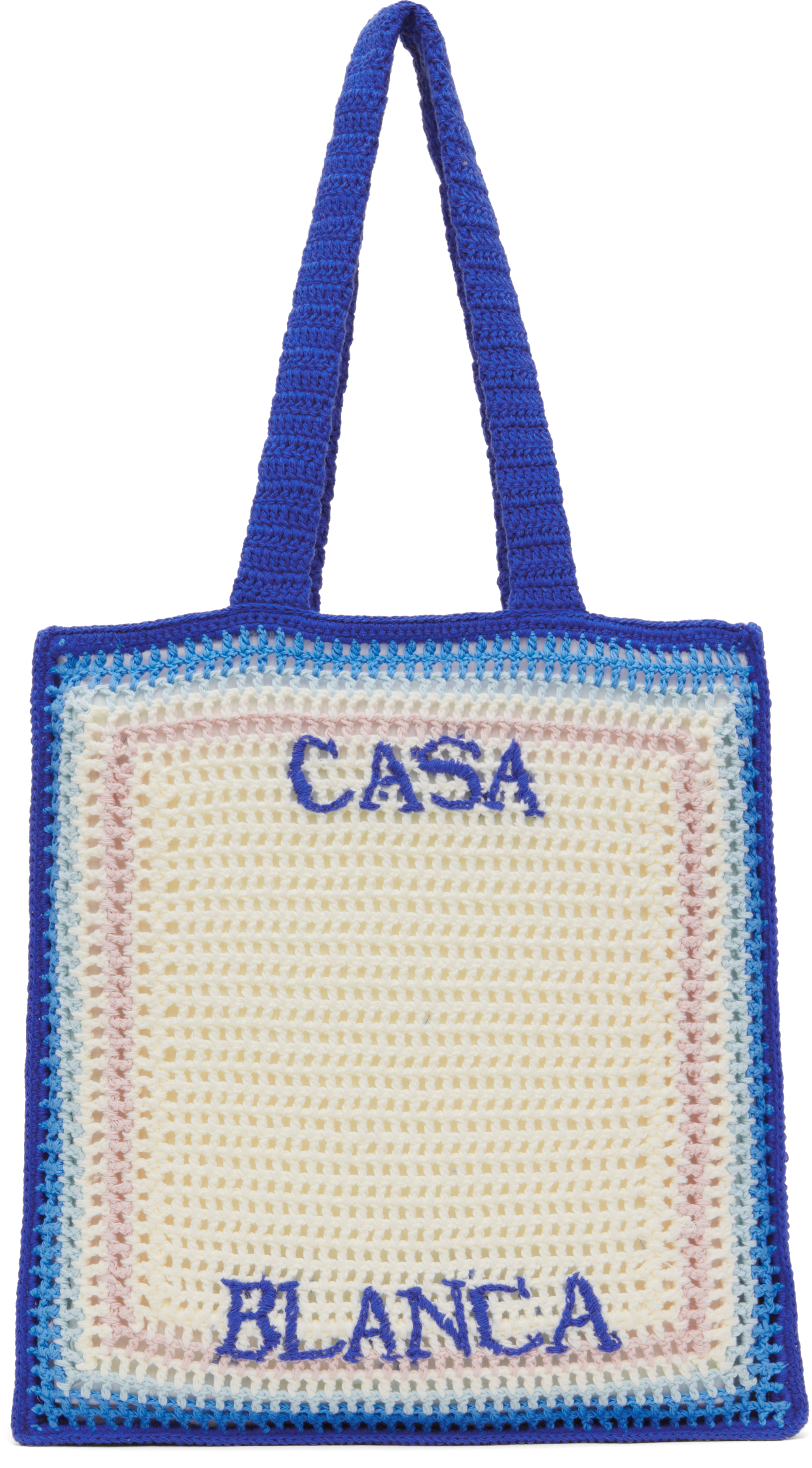 Blue 
White Crochet Tote